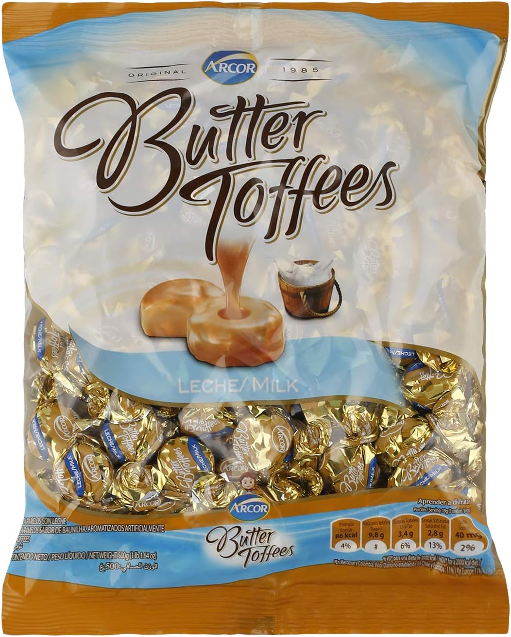 Arcor Leche And Milk Butter Toffees, 500 gm