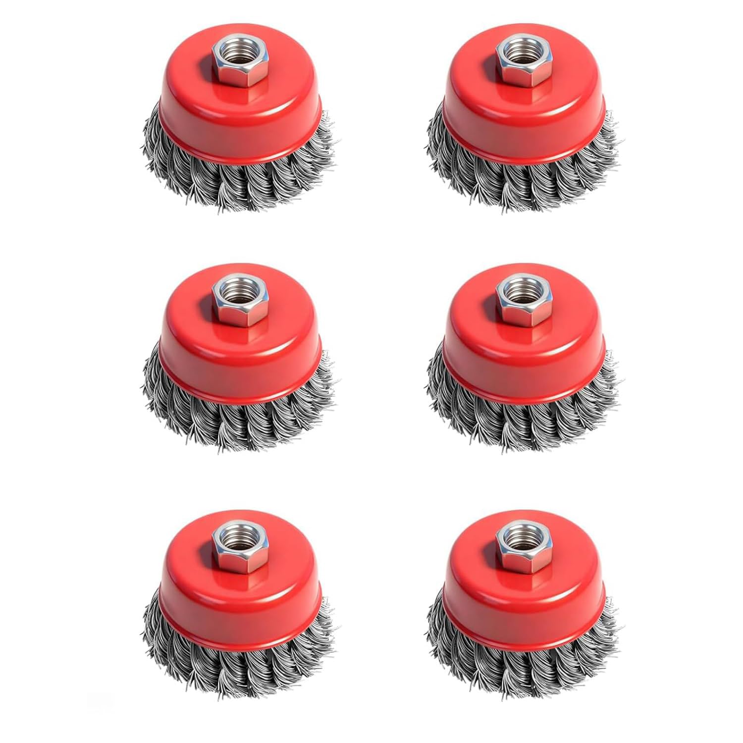 Innvist 6PCS Angle Grinder Wire Brush Set, Wire Wheel Cup Brush Set for Angle Grinder with M14 Threaded Arbor, Twist Knot Cup Brush or Heavy Cleaning, Stripping, Paint, Rust Removal, Weld Grinding