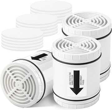 DerBlue 3PCS Multi Stage Shower Head Filter Replacement Compatible with AquaBliss Filtered Showerhead SF400 & SF500-48x,Hard Water,Remove Chlorine and Other Impurities,Extremely Easy to Replace