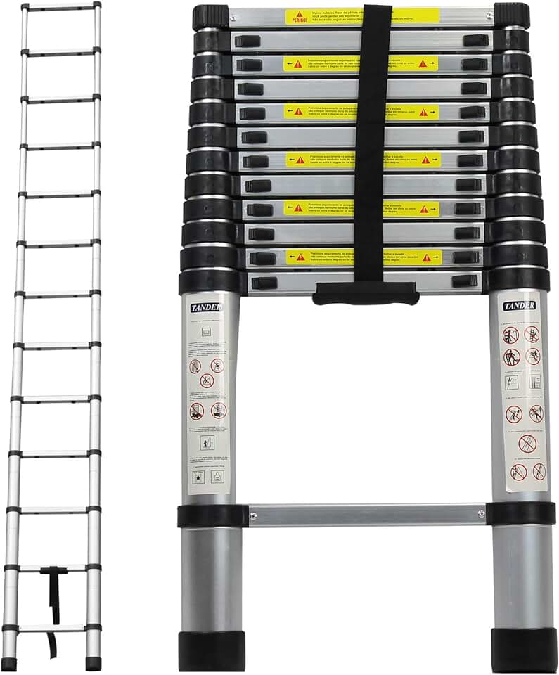 Escada Telescópica de Alumínio 3.8 m - 12 Degraus - TEMT38M