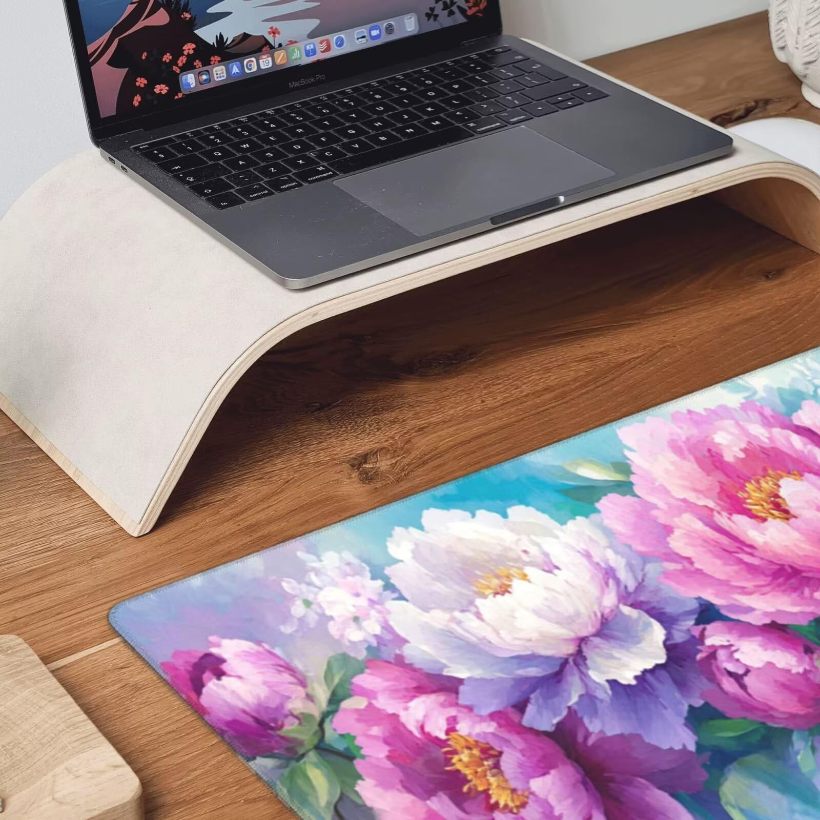 Fioletowa podkładka pod mysz XXL kwiat mata na biurko 1600 x 800 x 3 mm zmywalna podkładka do gier na laptopa, z antypoślizgową gumową podstawą do gier, komputera, personelu biurowego Y1123