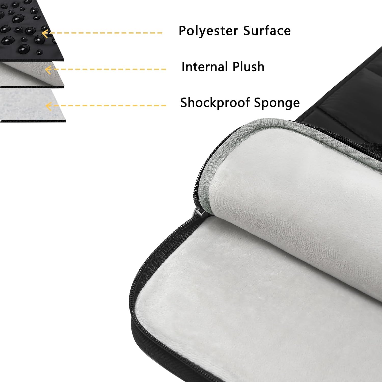 MOSISO Vertical Laptop Shoulder Bag, 15-15.6 inch Double Layer Fluffy Padded Computer Bag Compatible with MacBook Pro 16 inch, HP, Dell, Lenovo, Asus Notebook with Front Raised Pocket & Belt, Black - Image 4