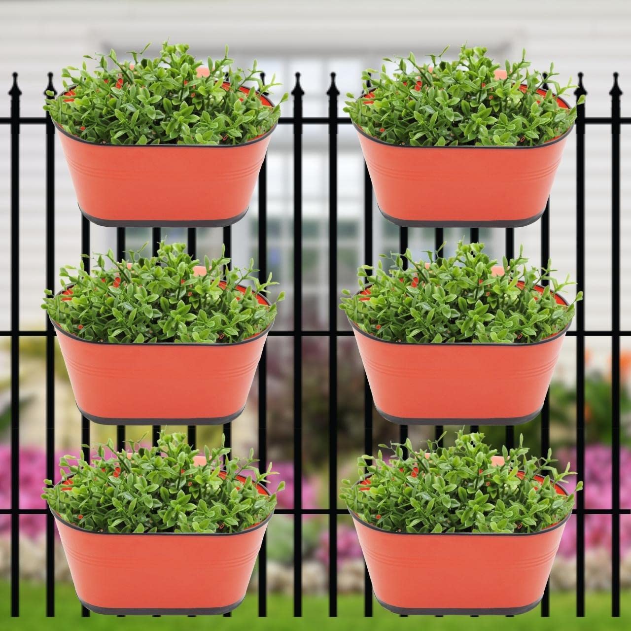 ecofynd 10 inches Raven Balcony Railing Planter, Hanging Flower Pots for Grills, Home Gardening Plant Pots, Color - Red, Pack of 6 (B07LB2RKXG) Amazon Price History, Amazon Price Tracker