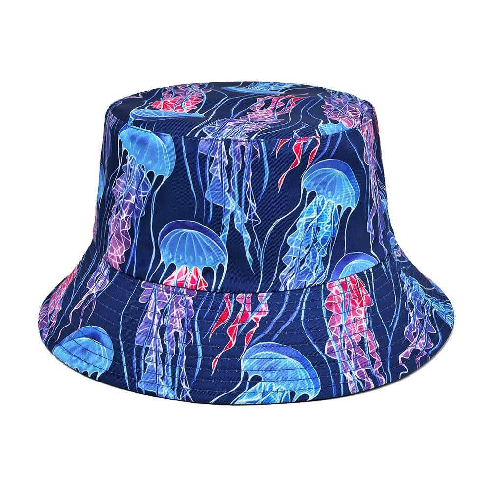 Bucket Hat for Women Men,Travel Sun Beach Cap,Unisex Fishing Outdoor Boonie (Jellyfish)