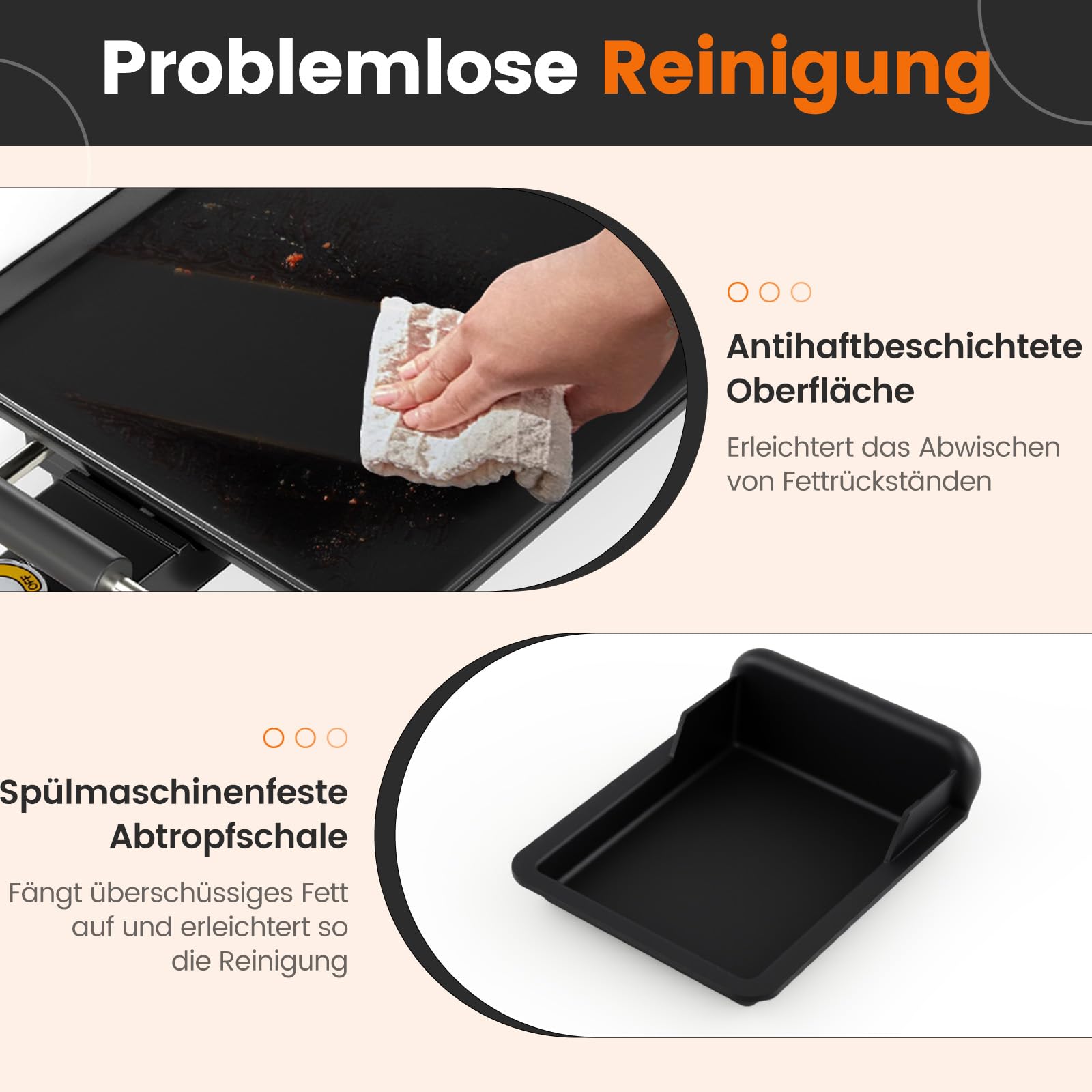 RELAX4LIFE Tischgrill elektrisch, 68,5 x 22,5 cm extra lange Teppanyaki-/Plancha-Grillplatte, Elektrogrill mit Antihaftbeschichtung & 4-stufige Temperaturregelung, 1400W, für BBQ, Familienessen, Party