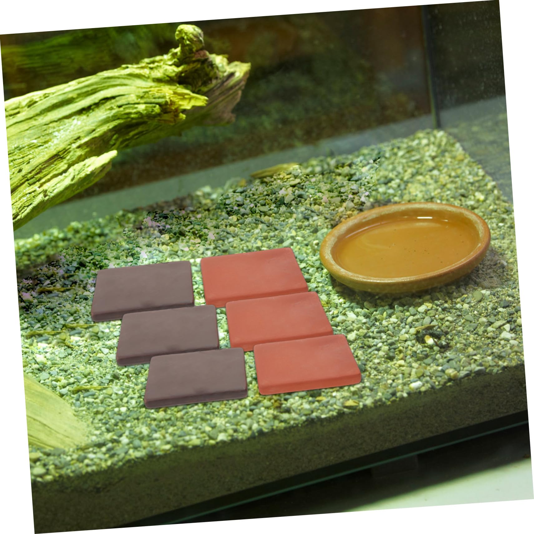 Lot de 6 Pièces, Bloc Céramique pour Tortues, Décor | Terre Cuite Artisanale, pour Bassin Aquatique et Terrarium Semi-aquatique, Format 3, 14x2, 36 Pouces