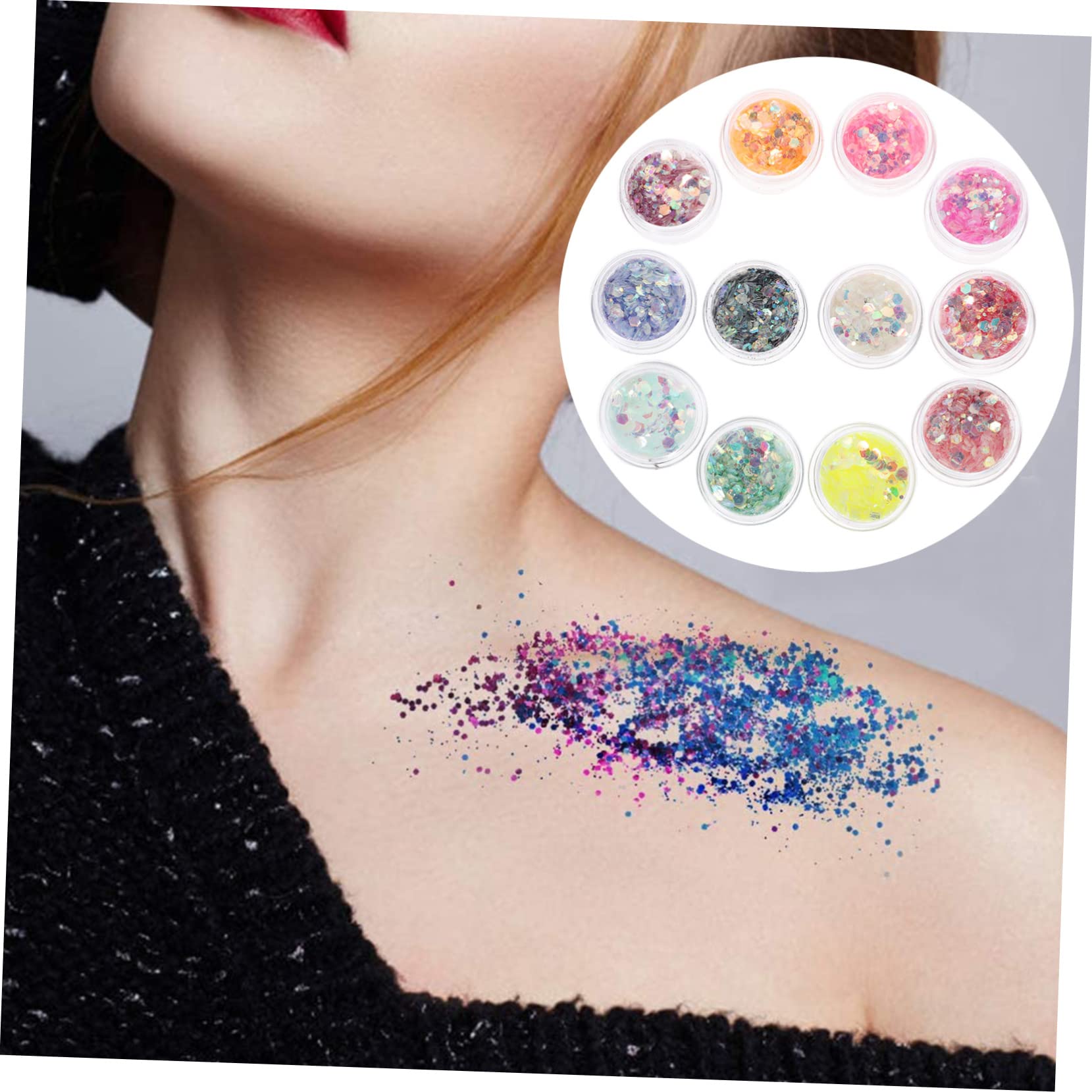 MAGICLULU 48 Scatole Glitter Gel Corpo Olografico Sirena Fiocchi Trucco Degli Occhi Ombretto Trucco Ombretto Sirena Paillettes Liquido Corpo Viso Chiodo Paillettes Fai Da Te Chiodo Fluido