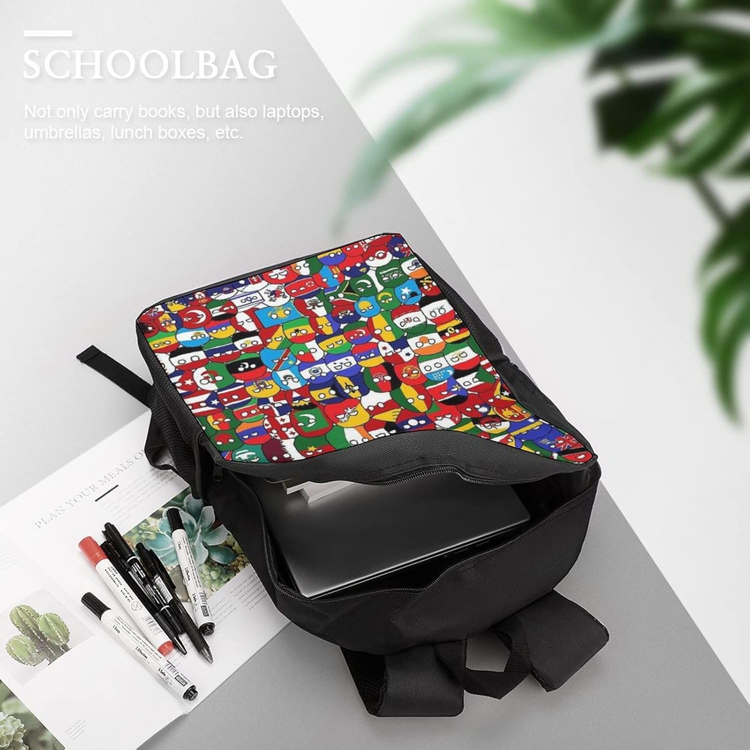 Countryball Polandball World Map School Backpacks Large Capacity Travel Bag Book Bags Sports Daypack for Girls Boys