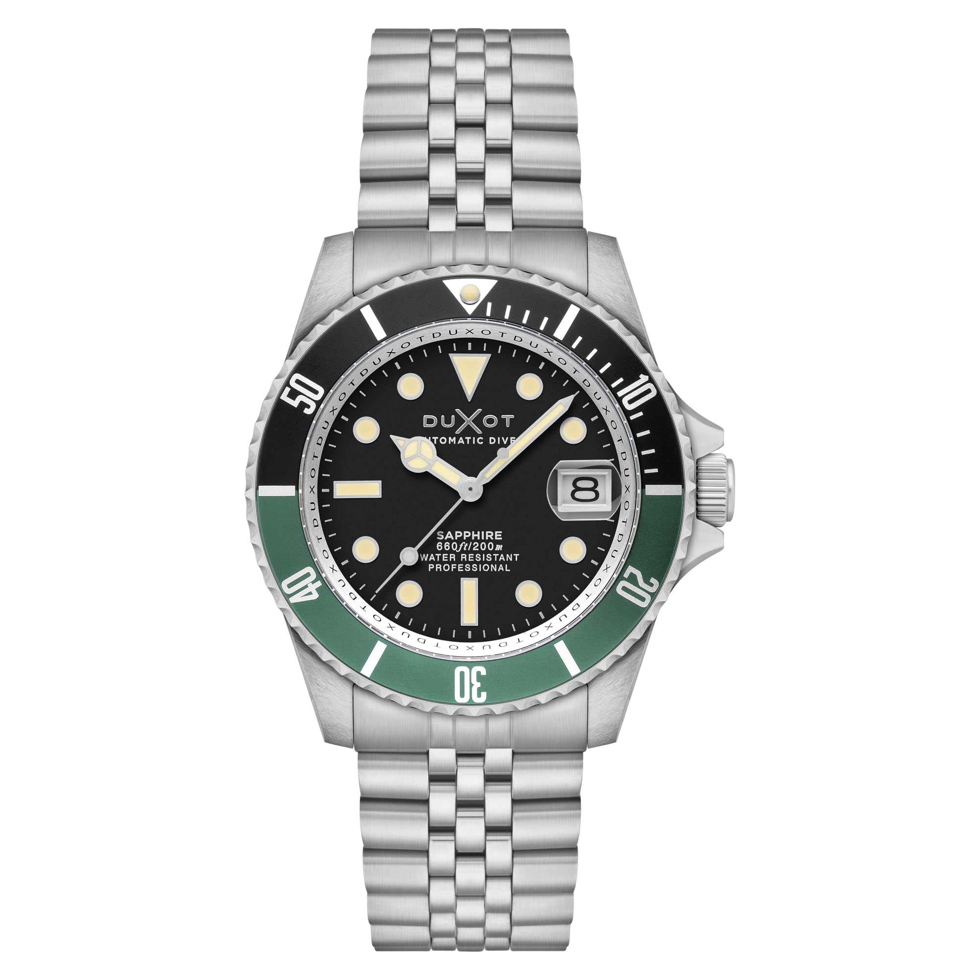 DUXOT Atlantica DX-2057 - Orologio automatico da uomo, movimento giapponese, cassa in acciaio inox da 42 mm, resistente all'acqua fino a 200 m, cinturino in acciaio inox