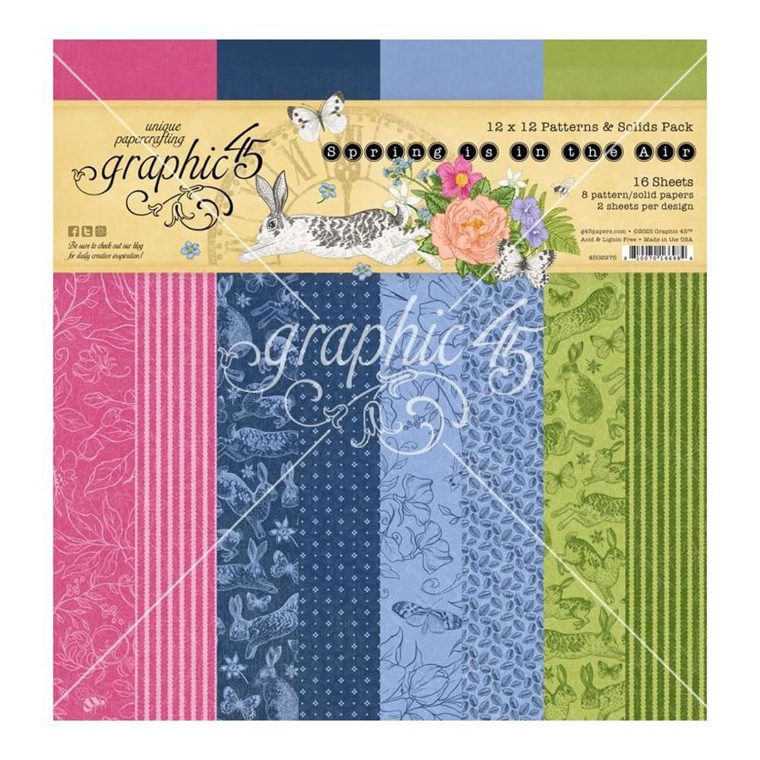 Papier solide Graphic 45 Spring is in The Air pour scrapbooking 30,5 cm