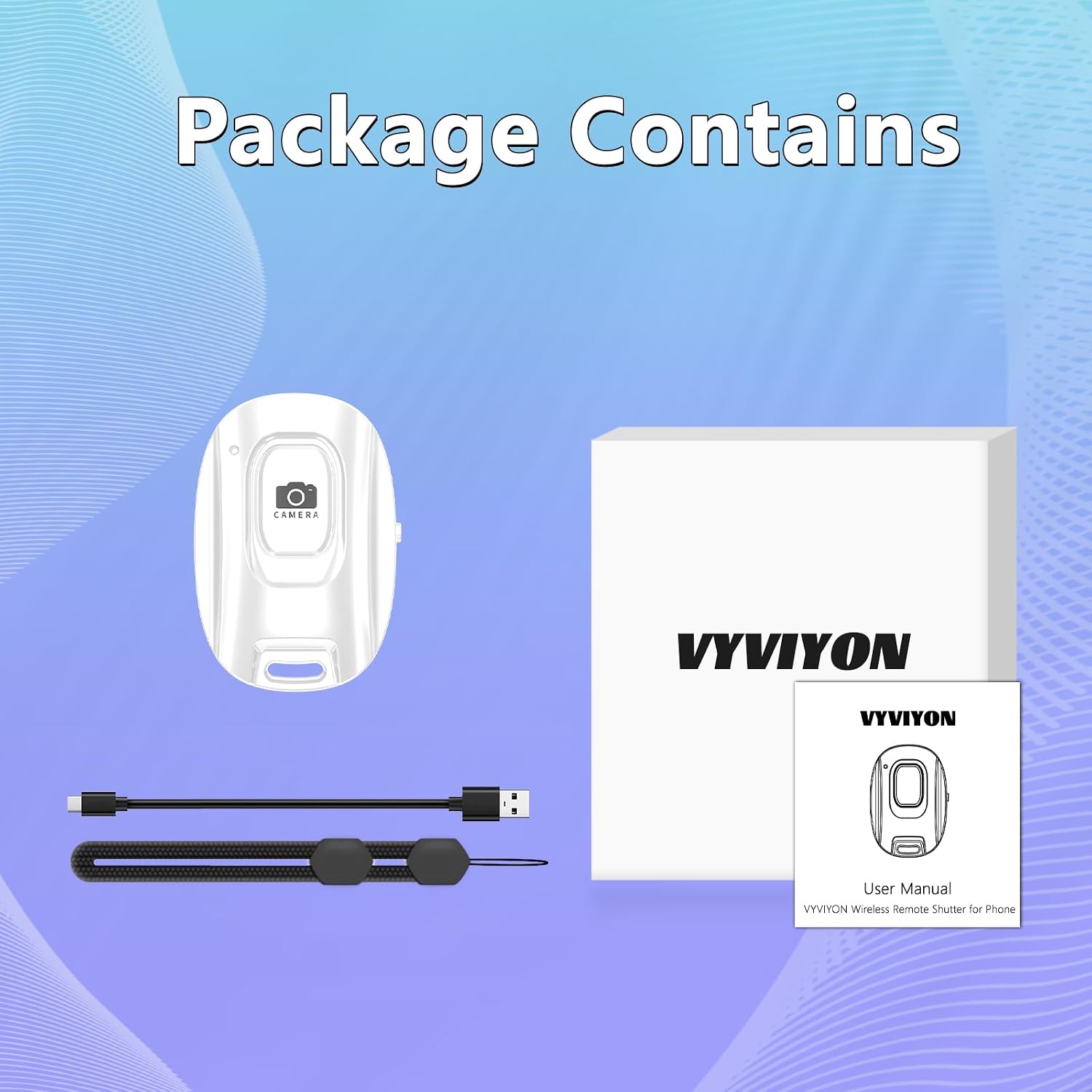 Bluetooth Camera Remote Shutter for iPhone and Android Smartphones, Rechargeable Wireless Phone Remote Control,Selfie Button for Photos and Videos, Charging Cable Included-White