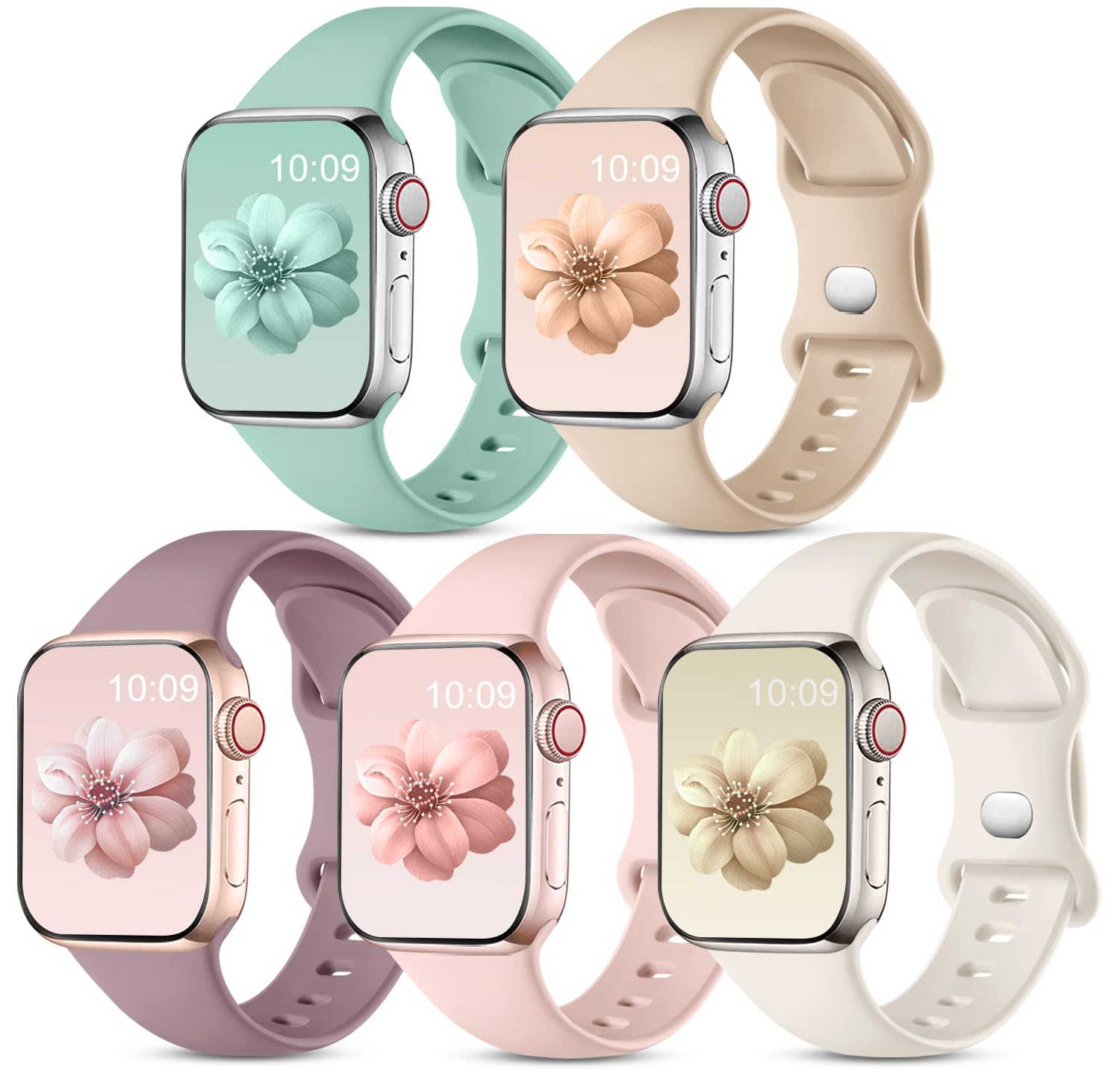 CeMiKa 5 Pack Straps Compatible for Apple Watch Strap 38mm 40mm 41mm 42mm 44mm 45mm 46mm 49mm, Soft Silicone Sport Band for iWatch Series 11 10 9 8 7 6 5 4 3 2 1 SE SE3, Women Men — view 11