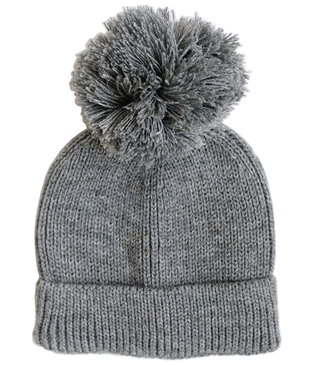Sisterly Market Knit Beanie with Pom Pom for Kids and Baby (Large, Gray)