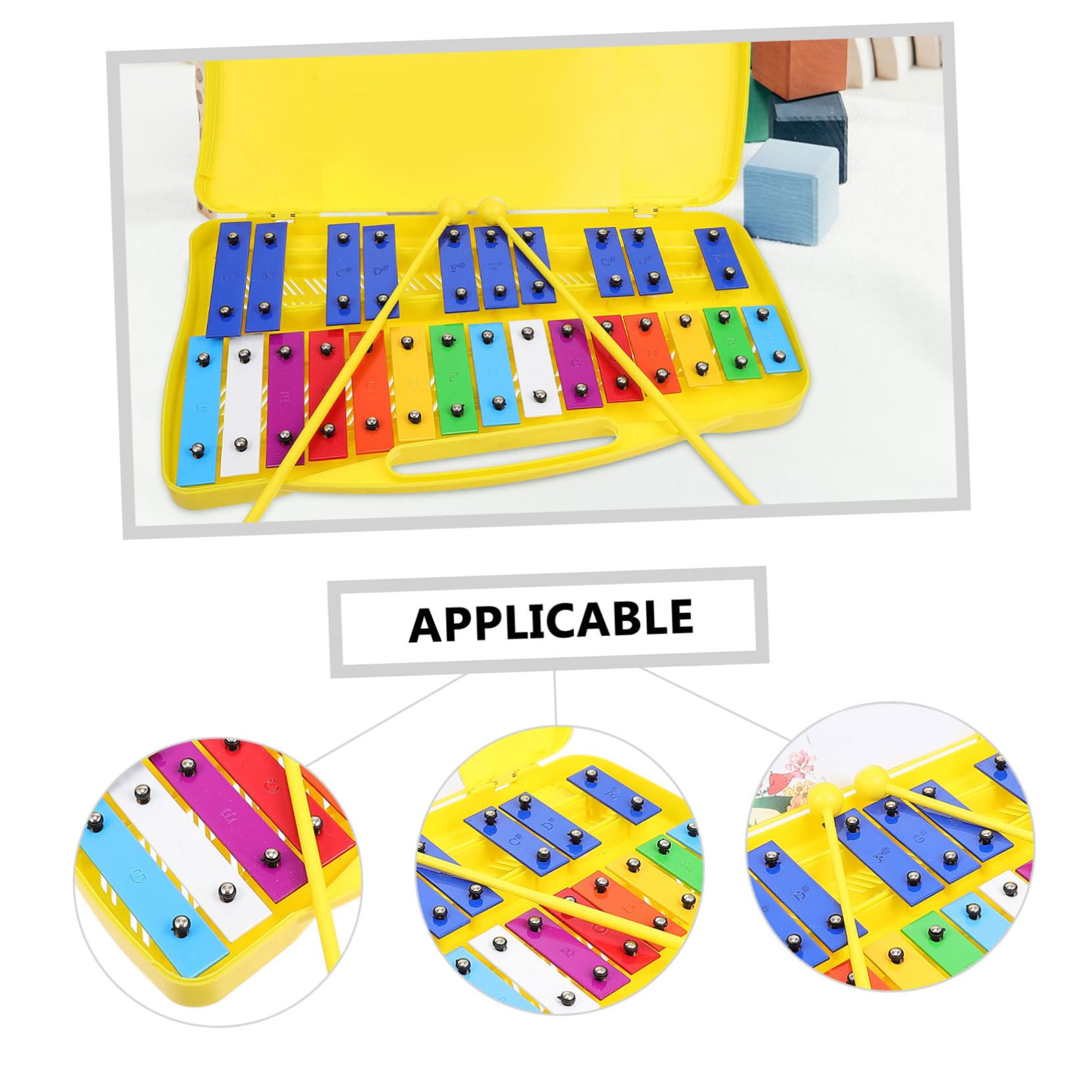 Metallofono Blu in Ferro e Plastica per 25 Note Ragazzo Ragazza | Tasti Colorati, Suono Chiaro, Strumento Orff, Gioco Educativo per Child