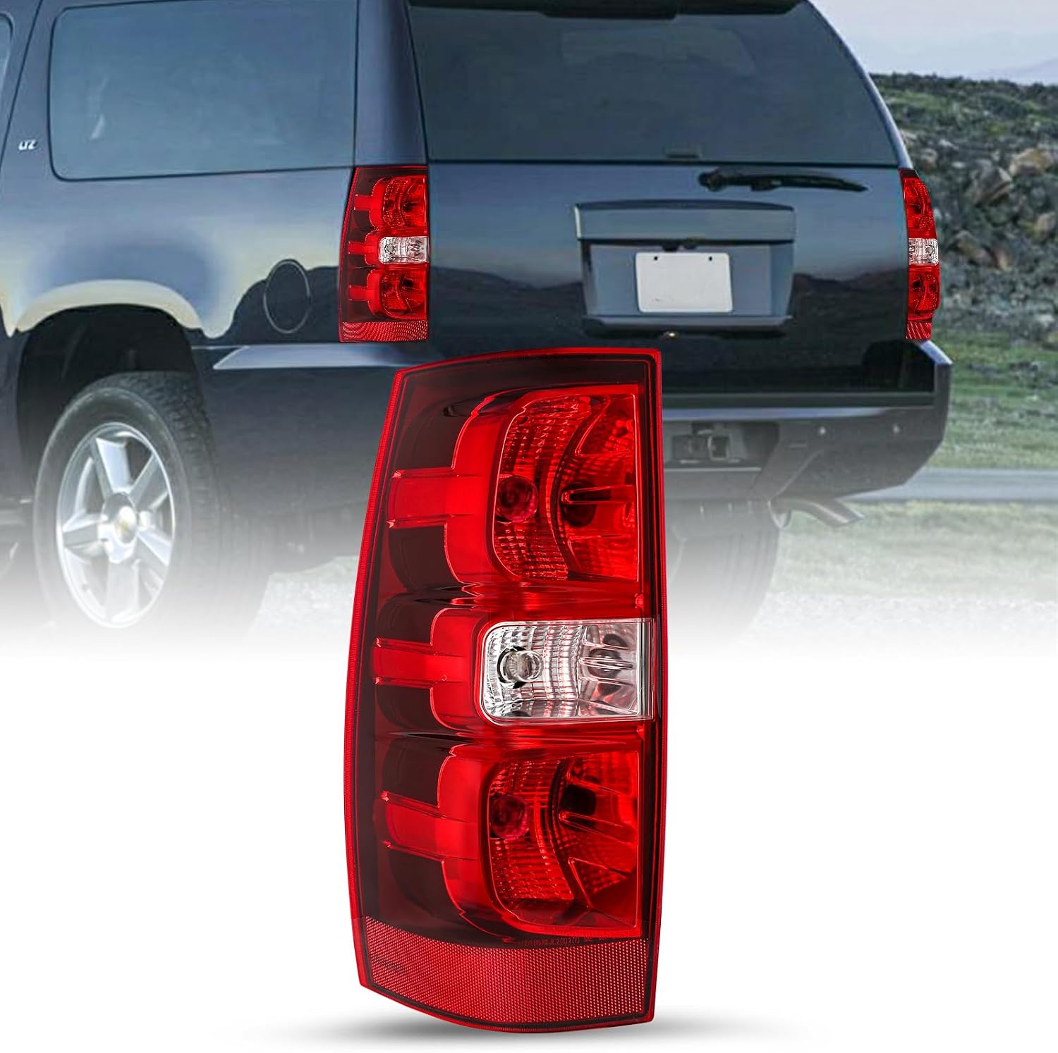 SOCKIR Tail Light Assembly Fits 2007-2014 Chevy Tahoe Suburban Halogen Outer Tail Lamp (Driver & Passenger Side)