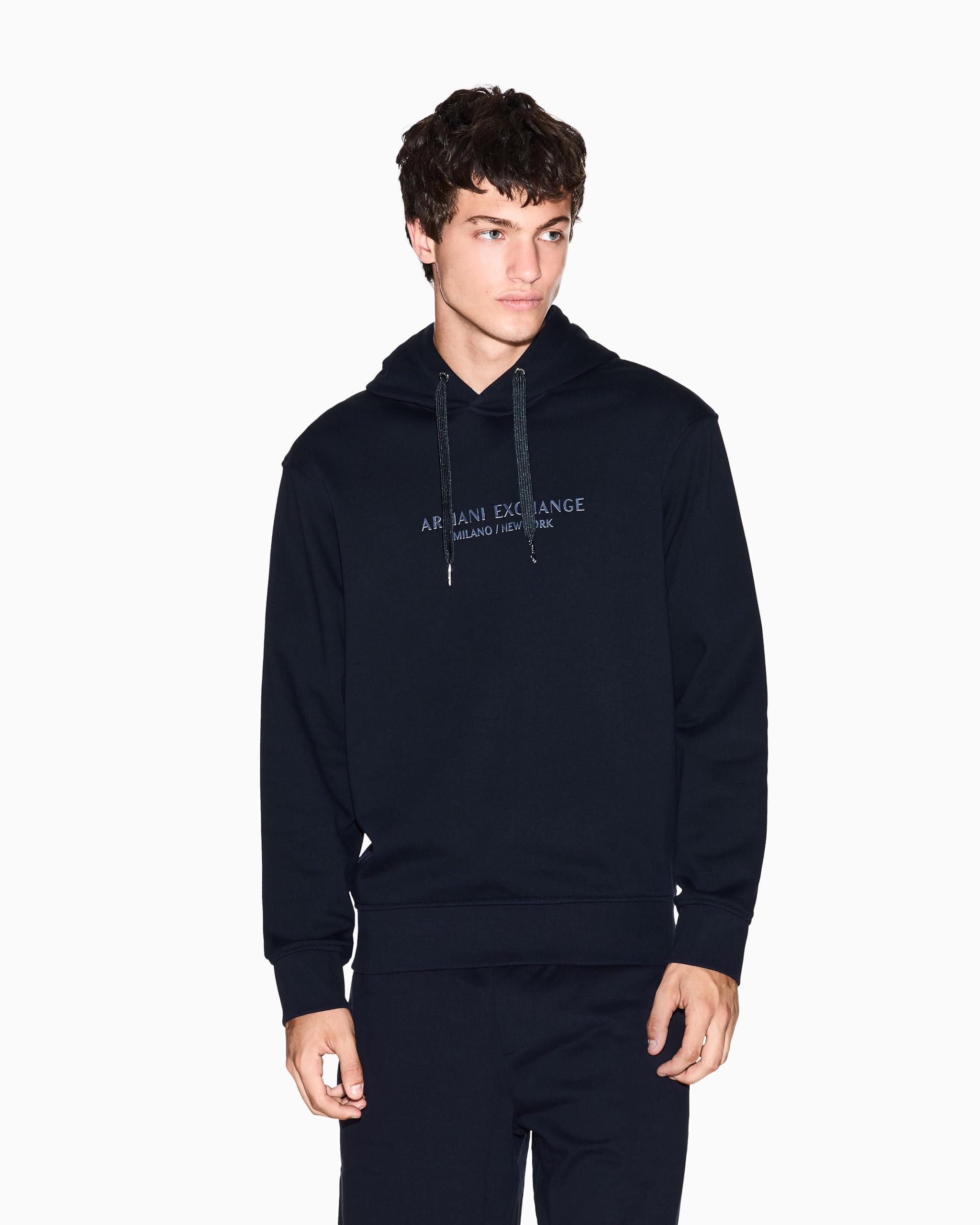 Armani Exchange Long Sleeve Drawstring, Front Tone On Tone Logo Felpa con Cappuccio Uomo