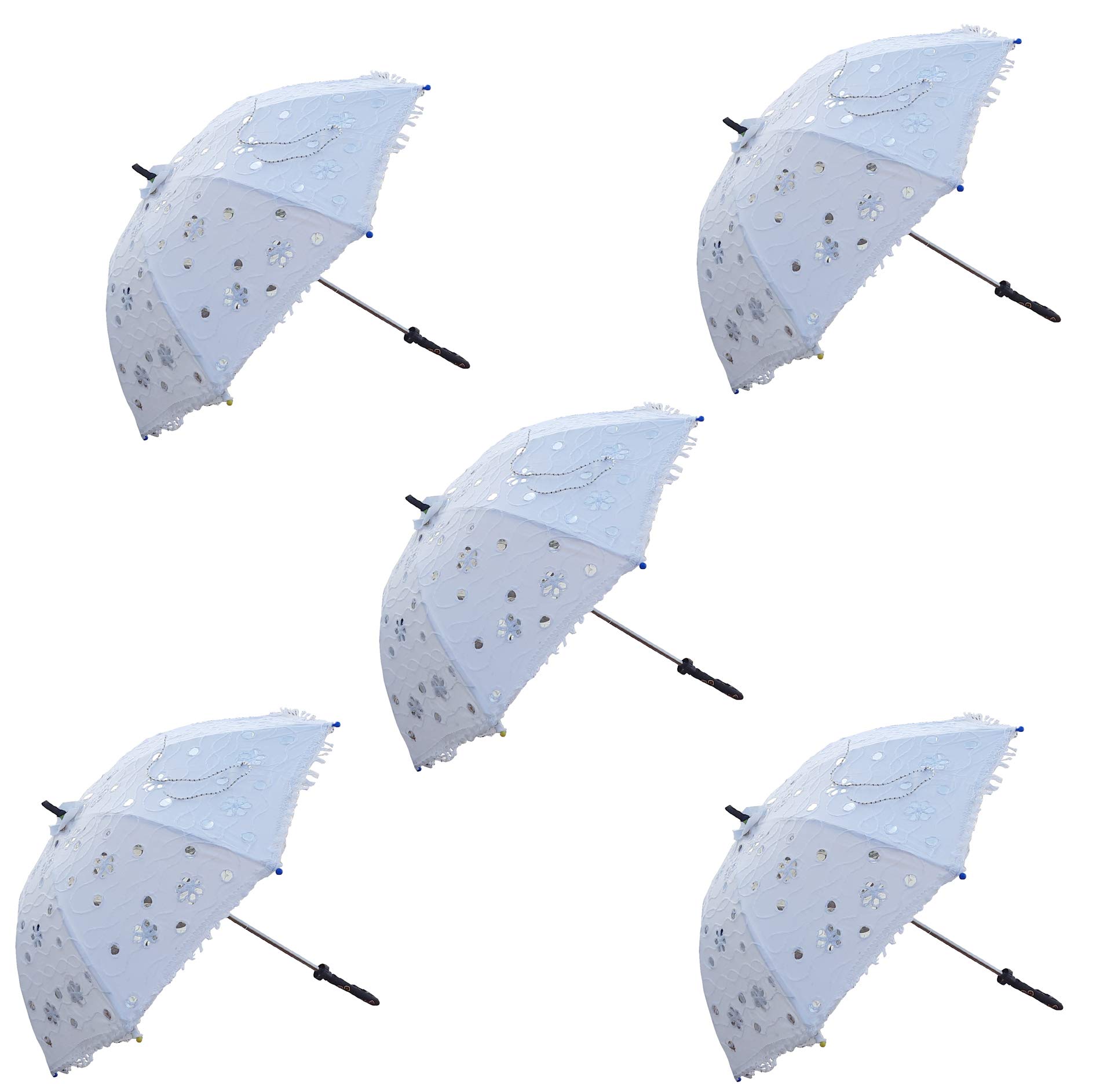 Ekam Art Sun Protection Rajasthani Umbrella Handicraft Walking Stick Umbrella Specially Wedding, Navratri, Event Party Decoration 28 x 24 Inch (5 Pcs)-image-38