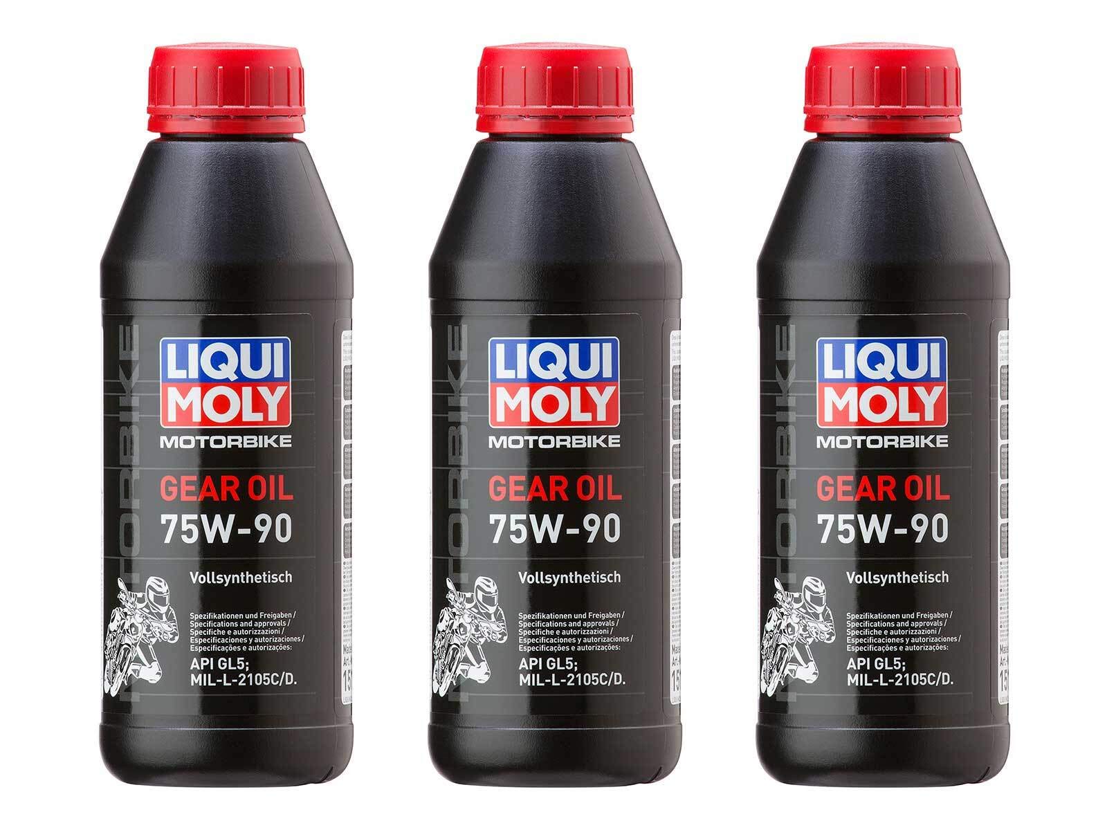 3x Original Liqui Moly 500ml Motorbike Gear Oil Motorrad Getriebeöl 75W-90 1516