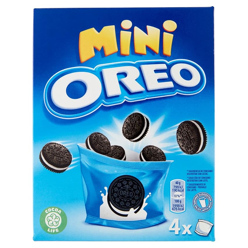 Immagine del prodotto Oreo Original Mini, Piccoli Biscotti al Cacao Ripieni di Crema al Gusto Vaniglia, 4x40g (4 monoporzioni da 40g)