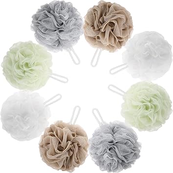 8 Small Mesh Pouf Bath Sponge - Mesh Loofah Body Exfoliating Shower Ball Shower Sponge