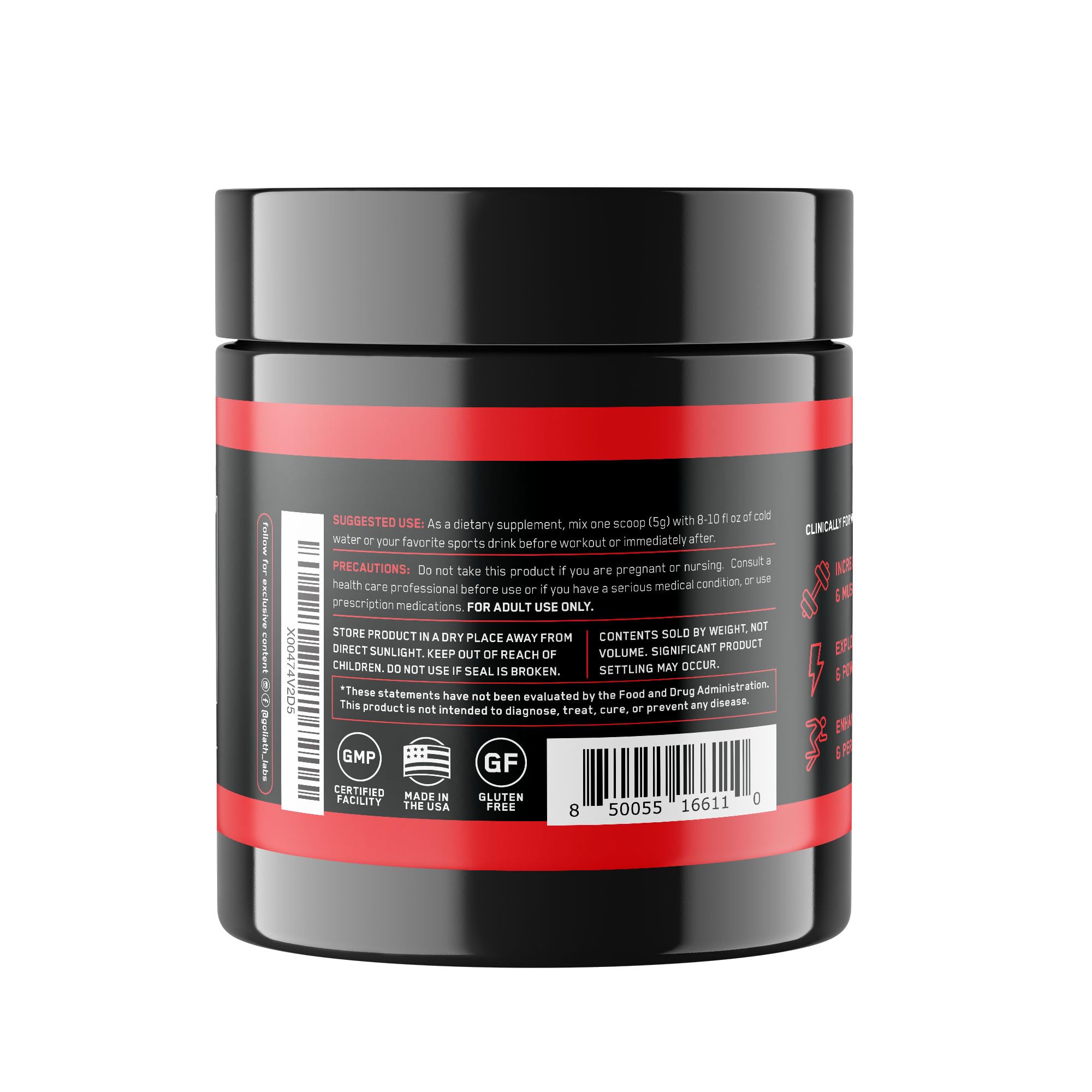 Goliath Labs Pure Creatine Monohydrate Powder, Unflavored, 300g, 60 Serves — Amazon image 5