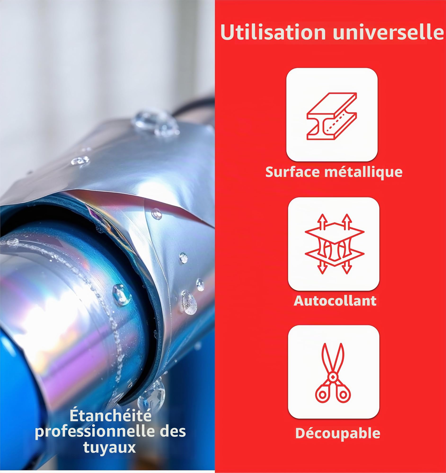 TK Gruppe Timo Klingler Ruban adhésif d'étanchéité en aluminium argenté 25 mètres comme ruban de réparation Ruban adhésif en aluminium résistant à la chaleur et ruban auto-adhésif en aluminium (1x)