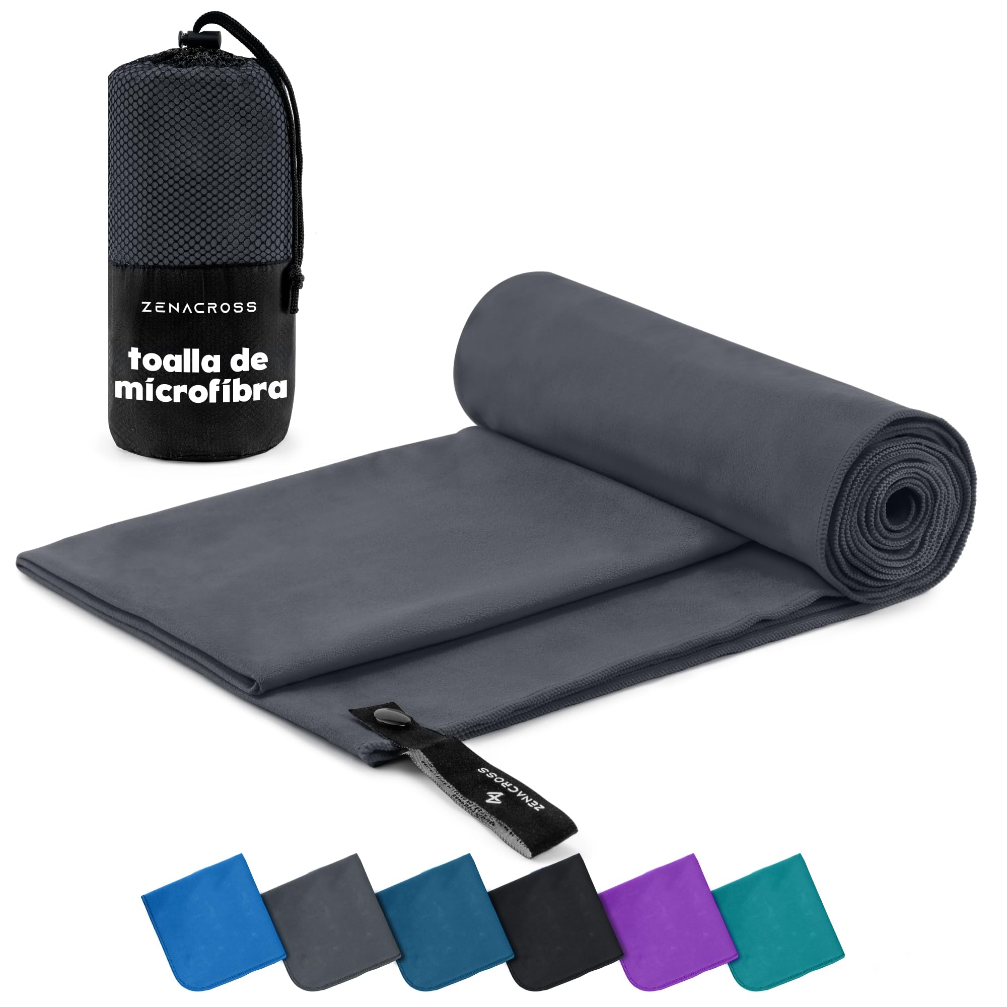 ZENACROSS Toalla Gimnasio con Bolsa de Transporte - Toalla Microfibra de Secado Rápido y Versátil - Toallas Gimnasio Talla S - 100 x 50 cm - Azul Marino — view 9