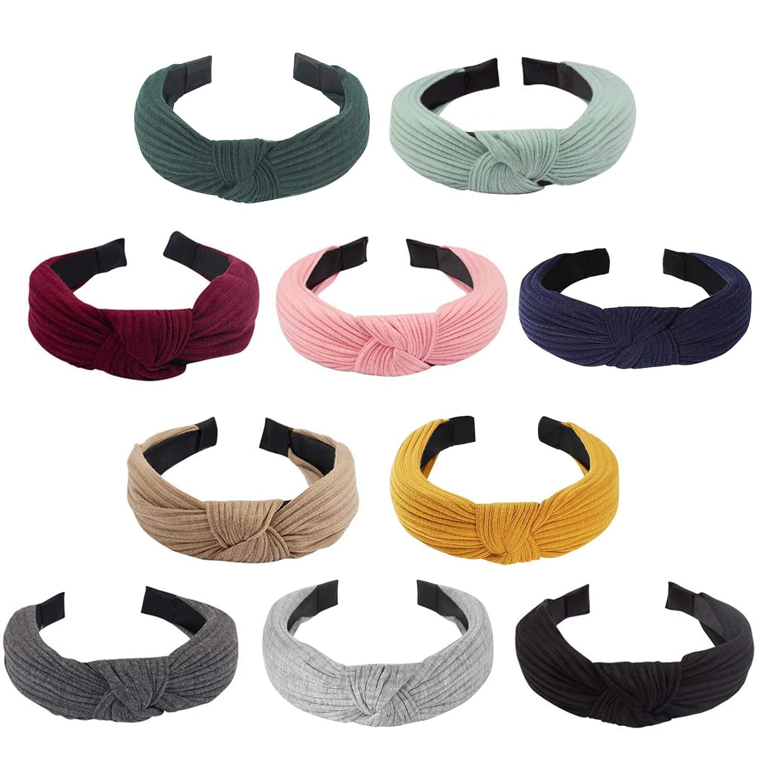 Jaciya 10 Pieces Knotted Headbands for Women Wide Turban Head Bands for Girls Hair Accessories