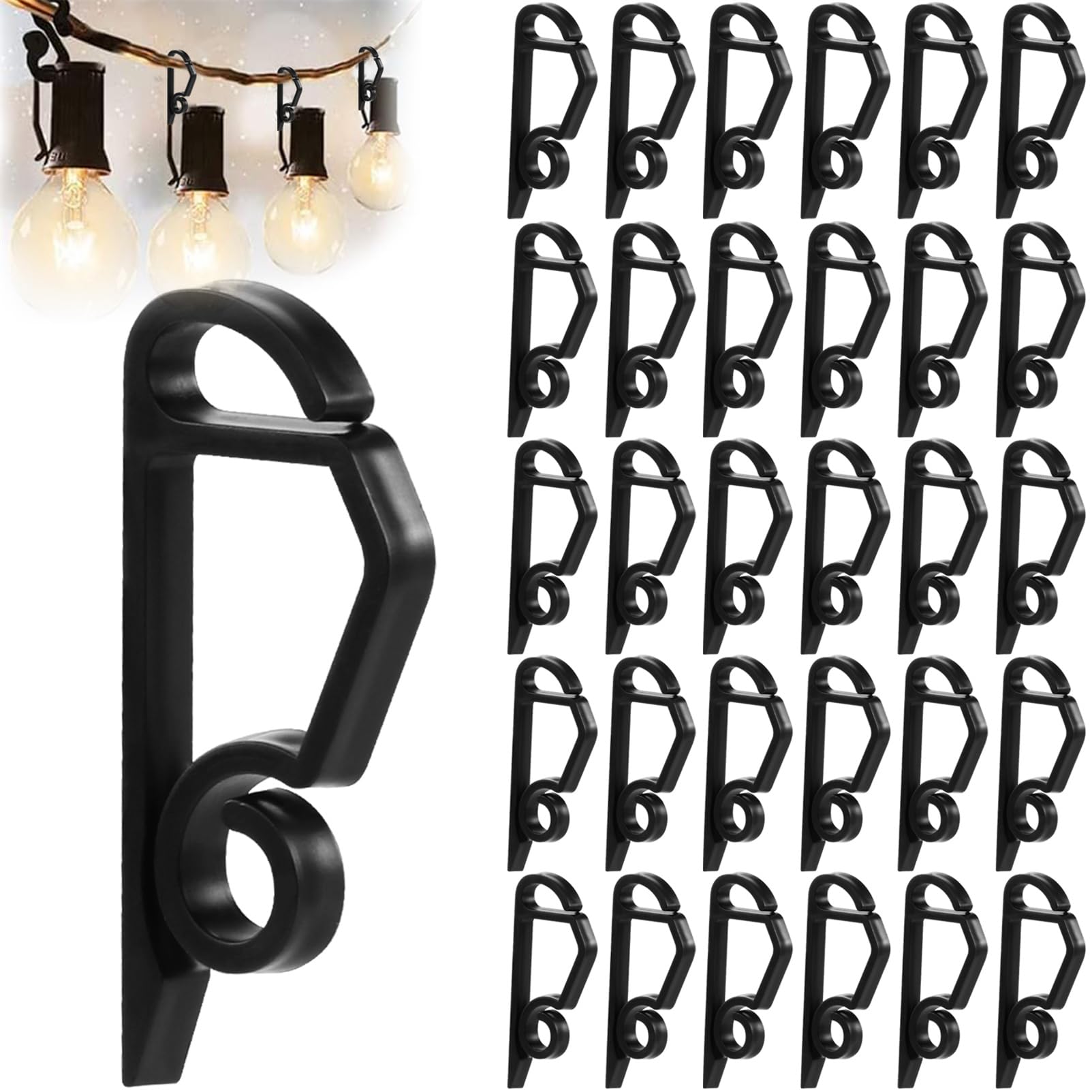 XIZAO Gutter Hooks Outdoor Light Clips Plastic Lights Hanger Hooks 70 Pcs String Lights Clip for Xmas Party Decoration