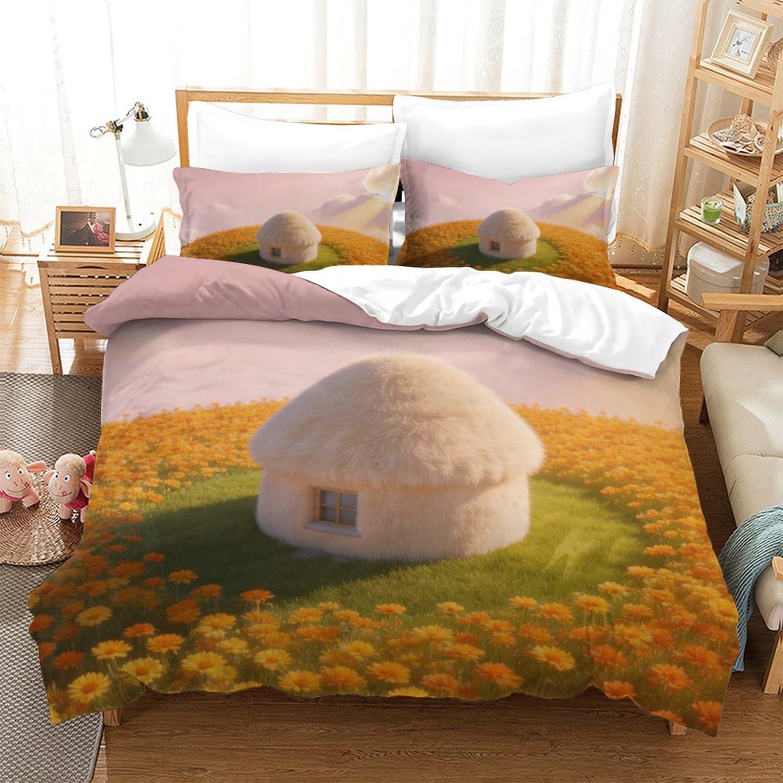Housse de couette fleurs 3D pour une décoration de chambre printanière et fraîche