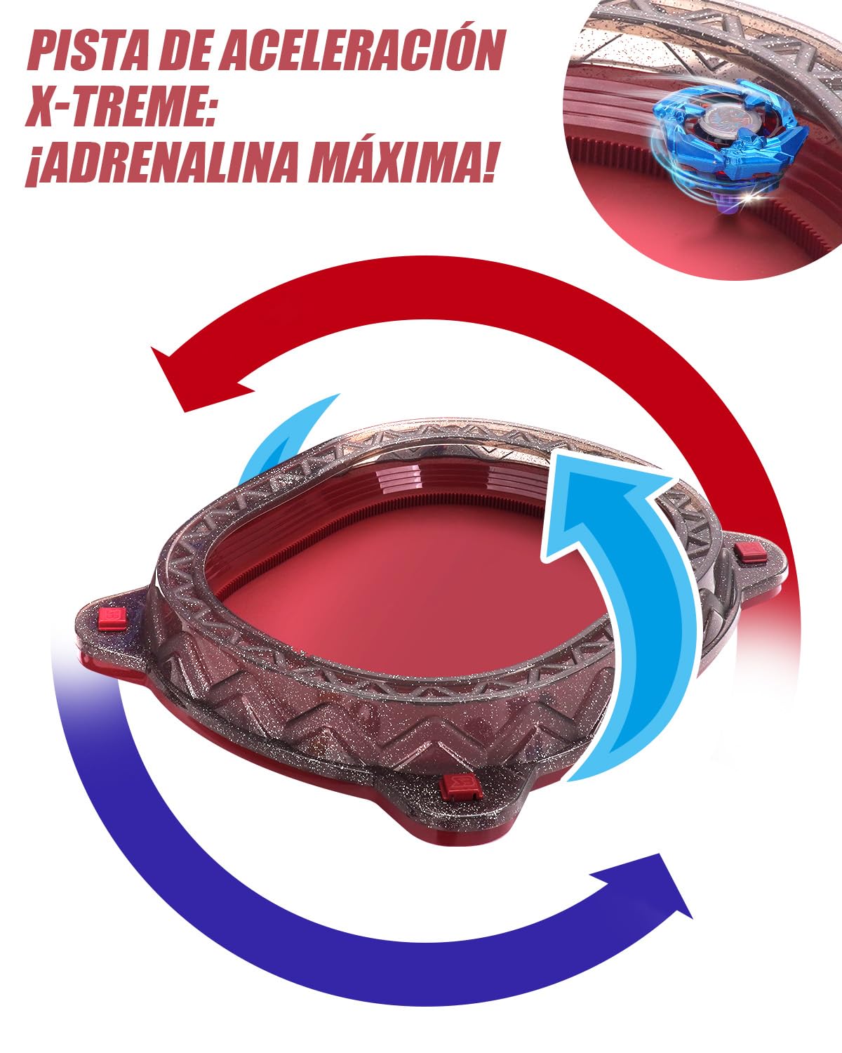 Kit de Inicio X Stadium – con 6 X Tops, 2 Lanzadores & Arena. Set de Batalla Competitiva para Niños Desde 6 años