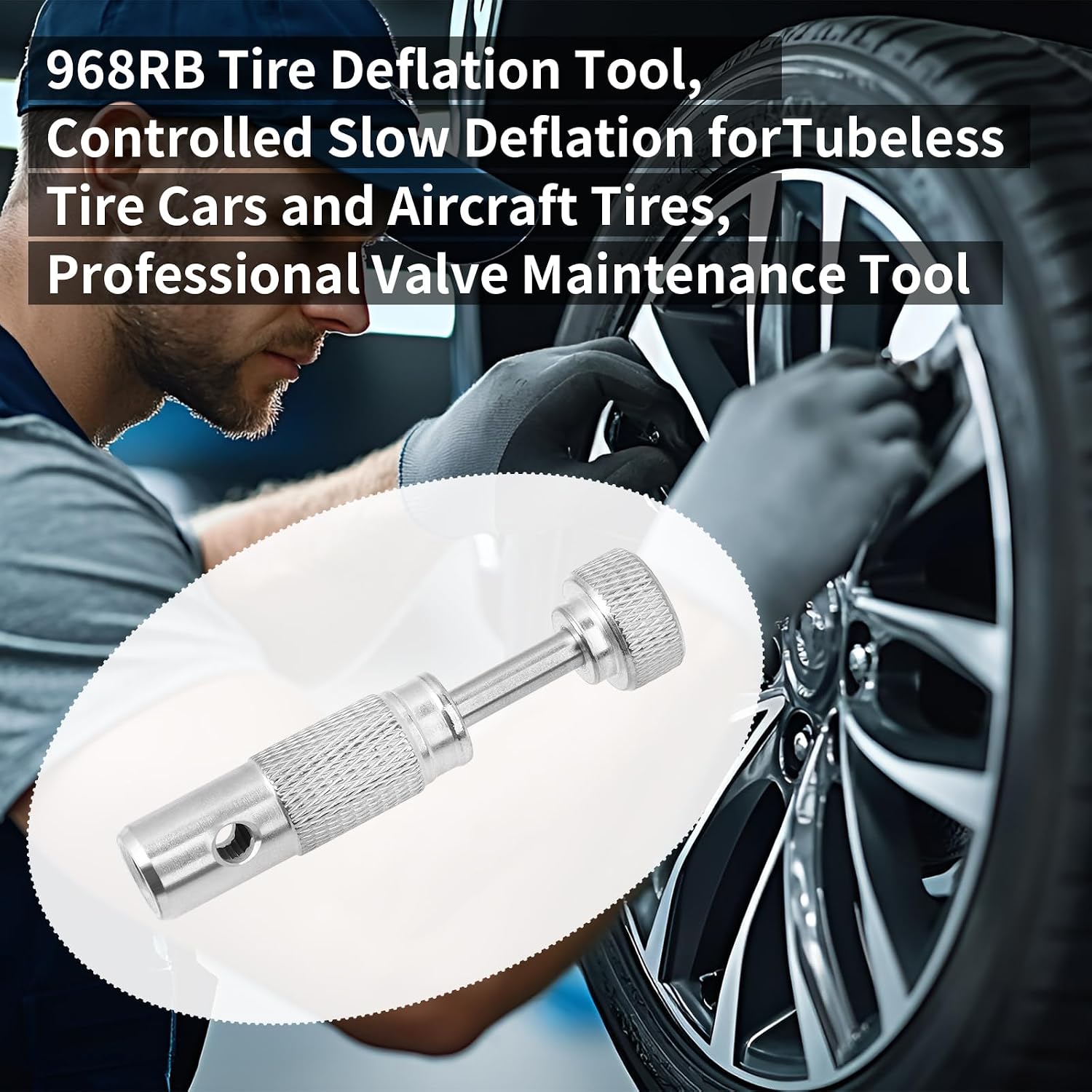 968RB Valve Stem Removal & Installation Tool | Rapid & Safe Deflation | Fits Standard Size Valve Stems for Aircraft Tires, Shock Struts & Tubeless Tires