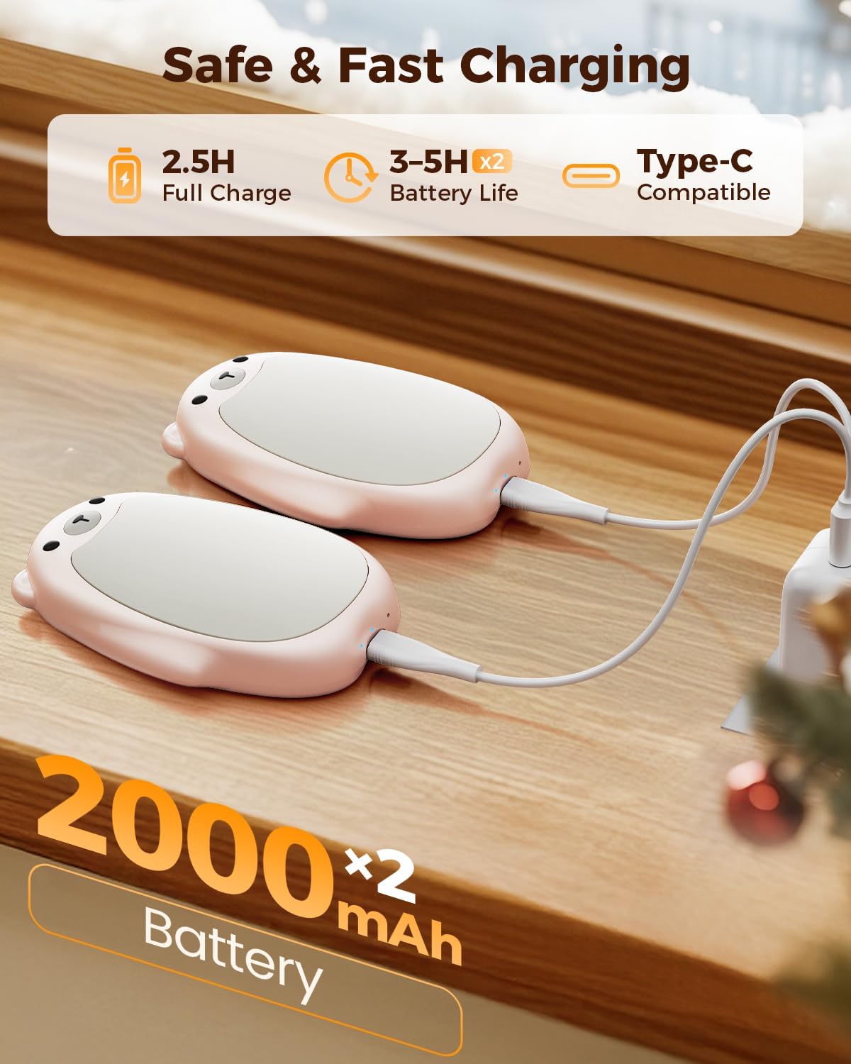 SWEETFULL Hand Warmers Rechargeable – Cute Bear, 2 Pack Magnetic Hot Hands, Reusable Electric Pocket Heater, Great Gift for Daughter, Kids, Wife, or Bestie, Portable for Outdoor & Camping - Image 4