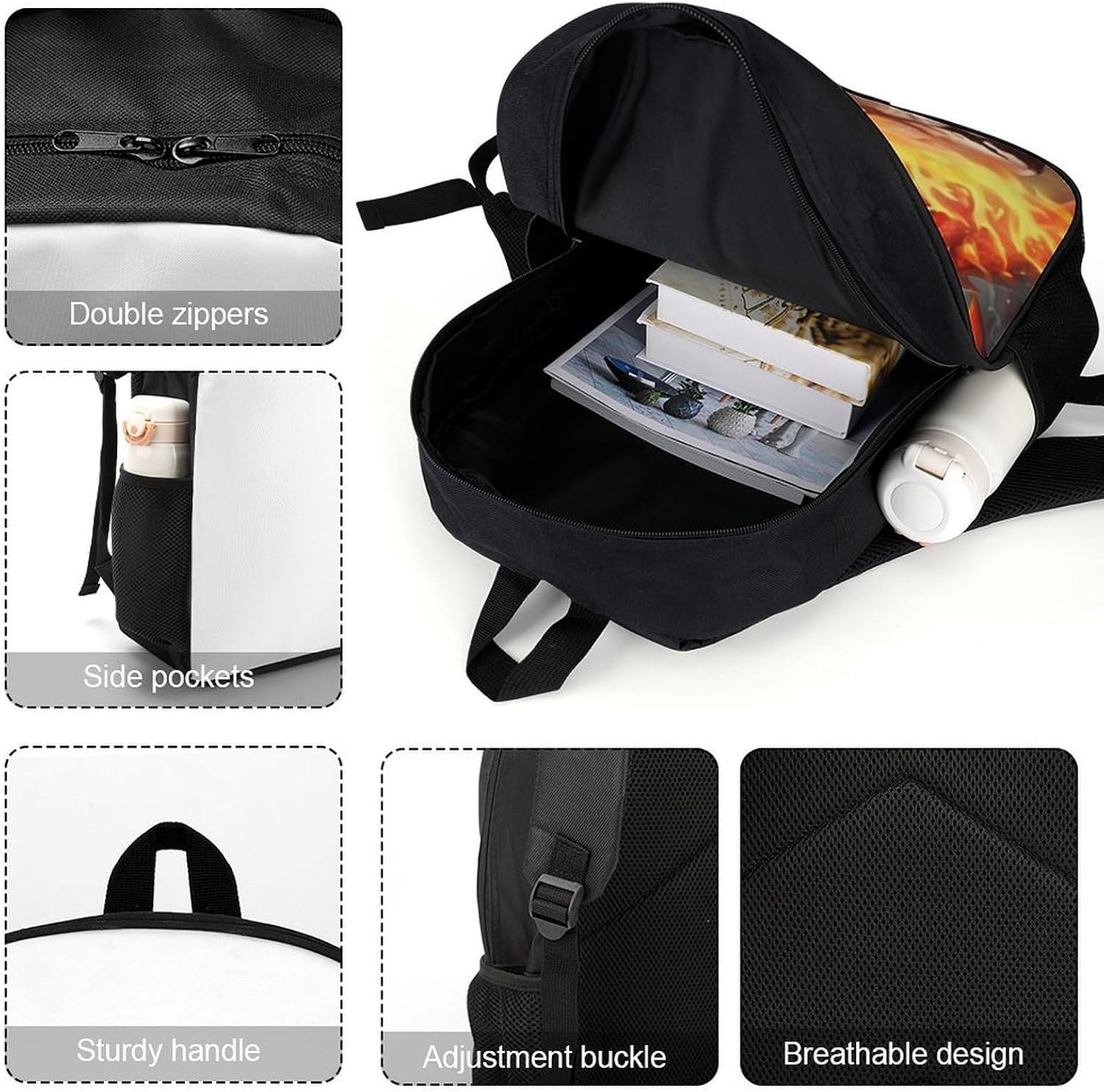 Dragon King in Fire 17 Inch Lightweight Laptop Backpack image 4