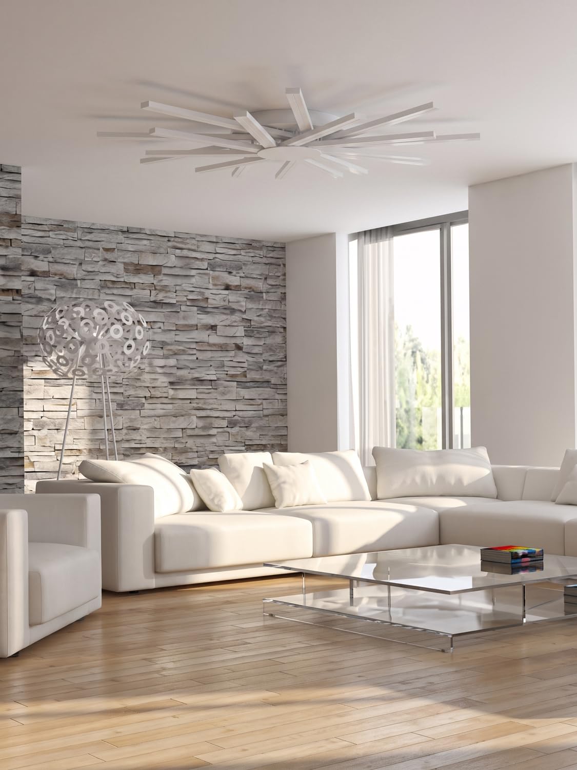 Φ96cm Lámparas de Techo Salón, Ceiling Light Grande Moderna, Plafones de Techo con 18 Luz, Regulable, Luz de Techo con Mando a Distancia, Función de Memoria, Blanco