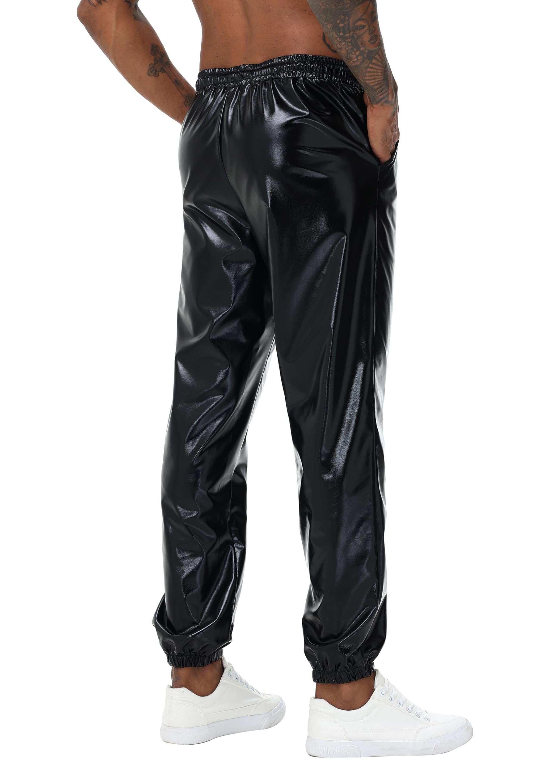 NewL Pantalones Deportivos para Hombre, Color Plateado Brillante, metálico, Hip Hop, Discoteca, Fiesta, Festival, graduación, Ropa de Calle