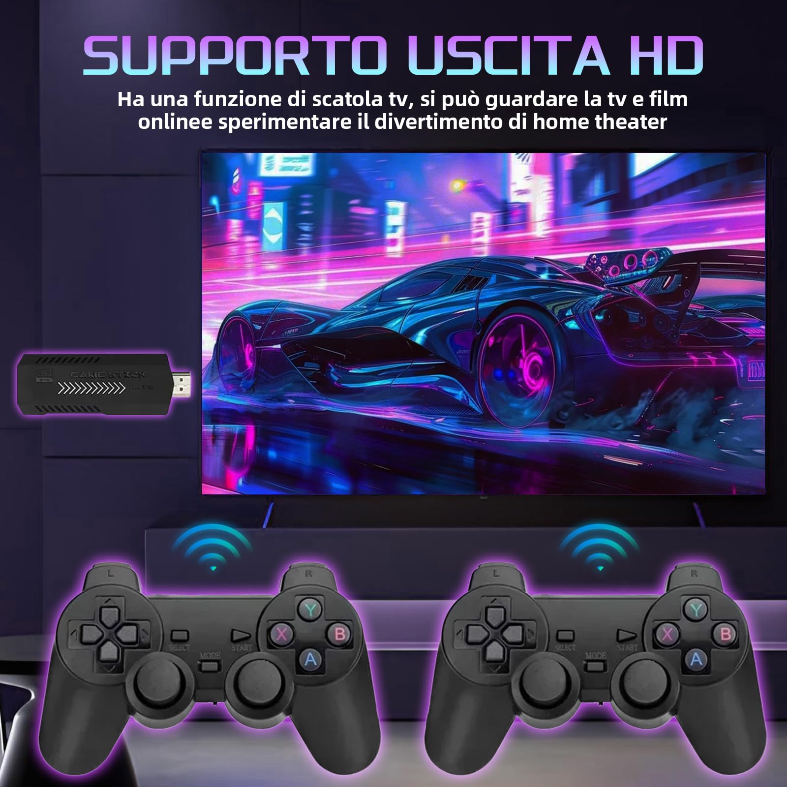 X2 PLUS Console di gioco retrò con uscita 4K HD,oltre 50000 giochi integrati, oltre 40 simulatori,processore quad-core S905L, videogiochi plug and play con 2 controller wireless,TV/computer, 128 GB