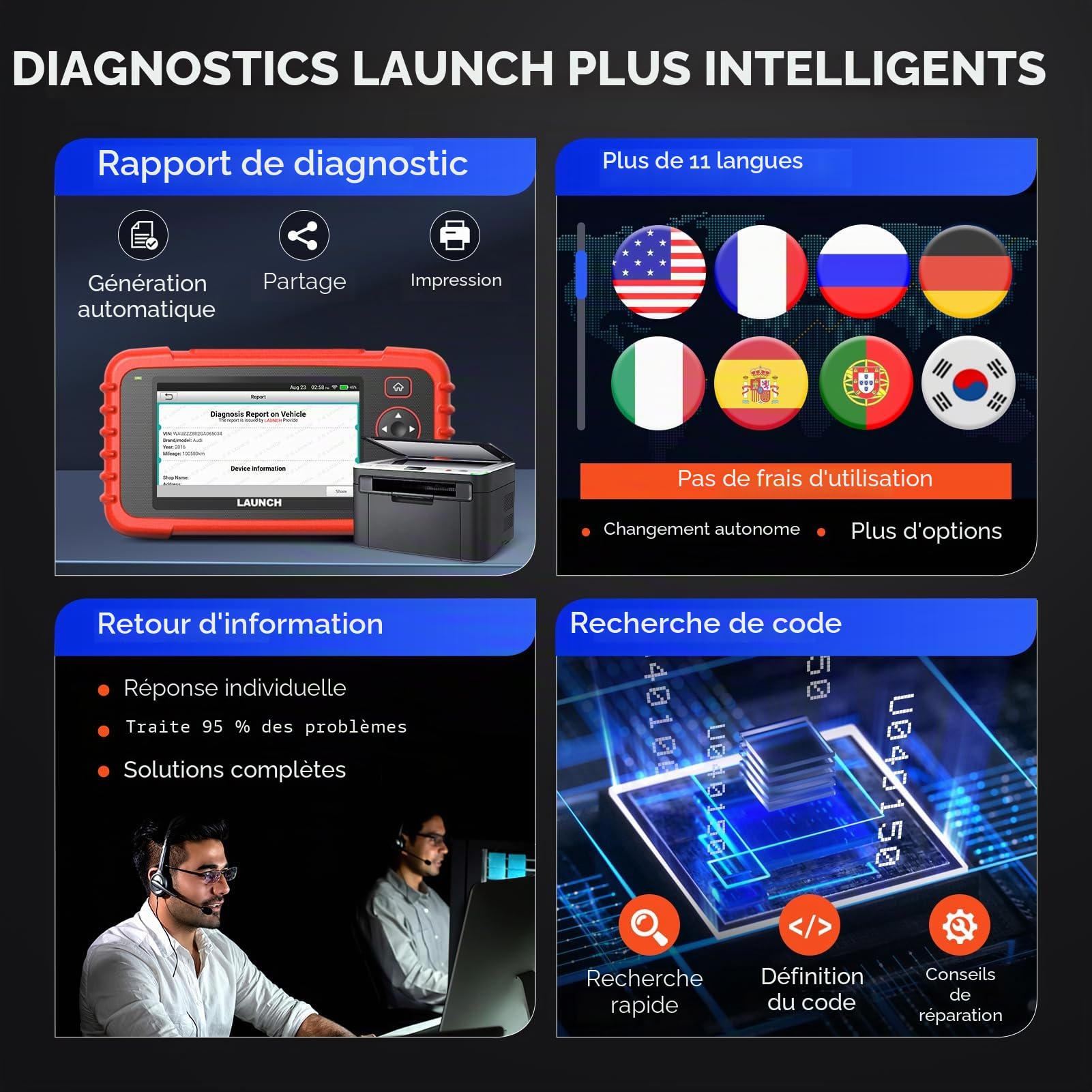 Launch CRP129X Plus Valise Diagnostic Auto Tous Systèmes 8 Services