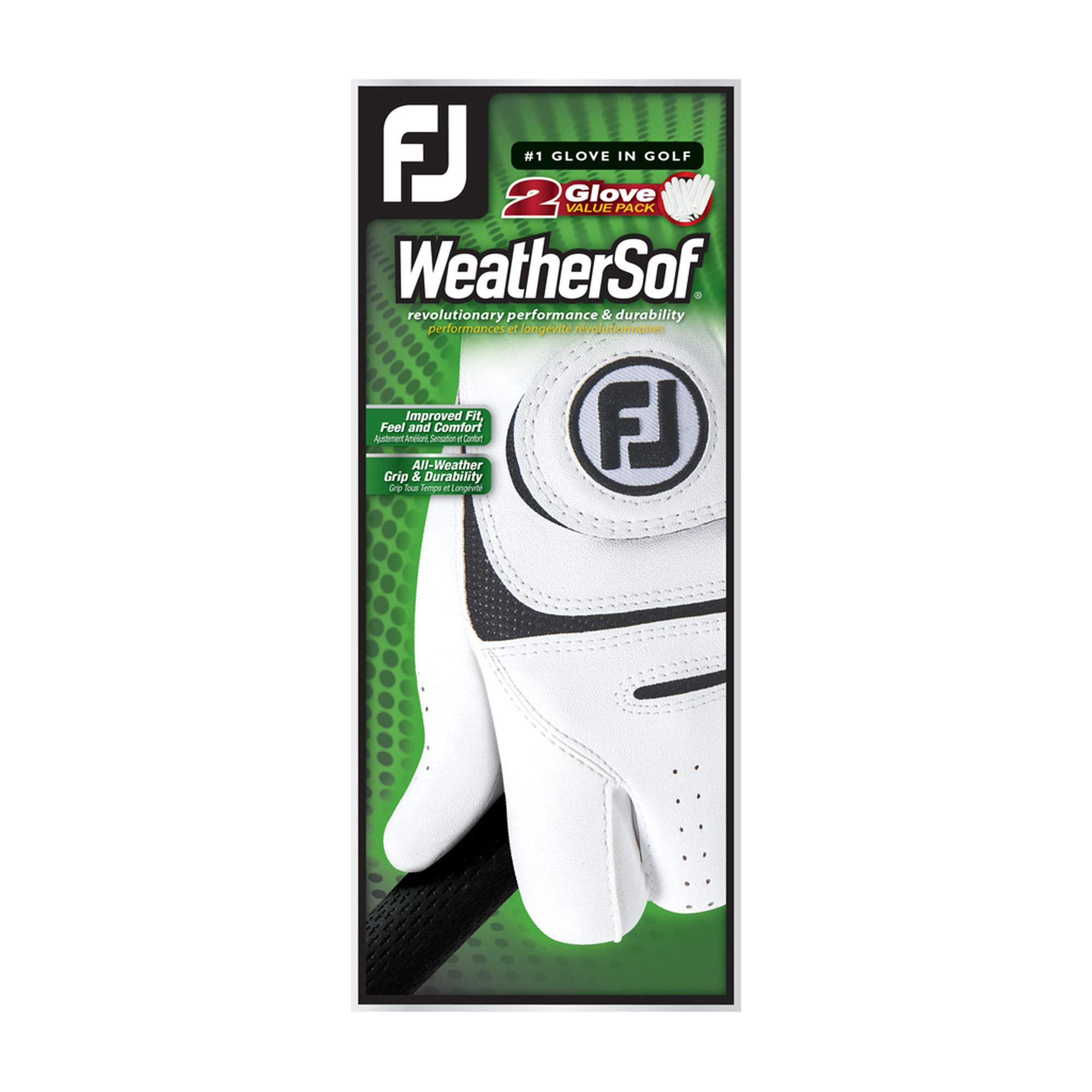 FootJoy Women's WeatherSof Pair Prior Generation Golf Gloves, White, Medium