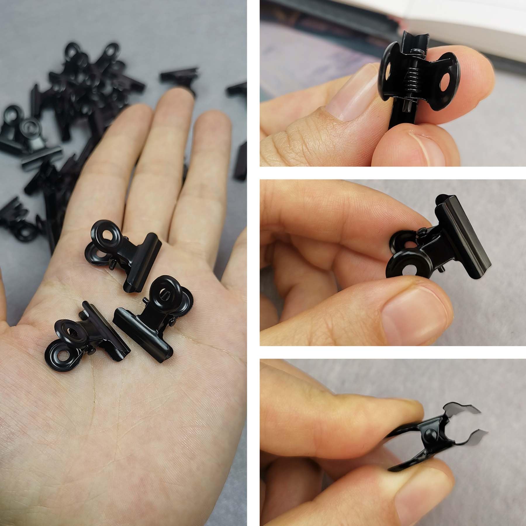 Molain 20 schwarze Bulldoggen Klammern, 22 mm, Metallscharnier Clips für