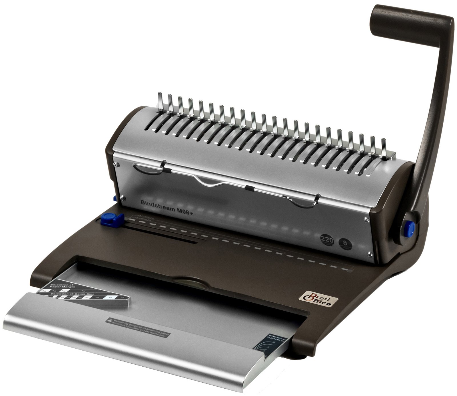 Rilegatrice Bindestream M08+ – Rilegatrice a Dorsi plastici per Formati DIN A4, Perfora 8 Fogli e Rilega fino a 220 Fogli, Macchina per Rilegatura per Studenti (79017)
