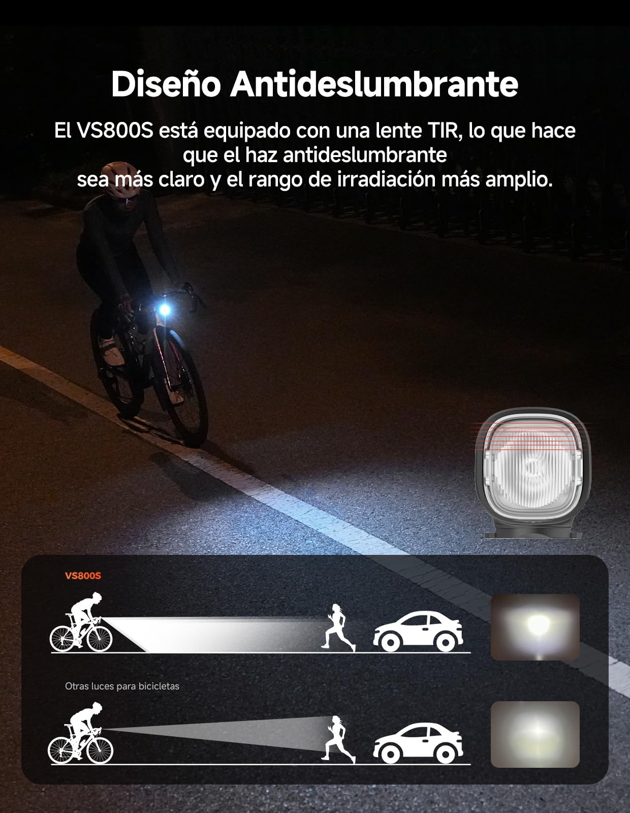 iGPSPORT Luz Bicicleta，500/800/1200/1800 Lúmenes Faro Delantero Brillante para Bicicleta para Ciclismo Nocturno Recargable E Impermeable