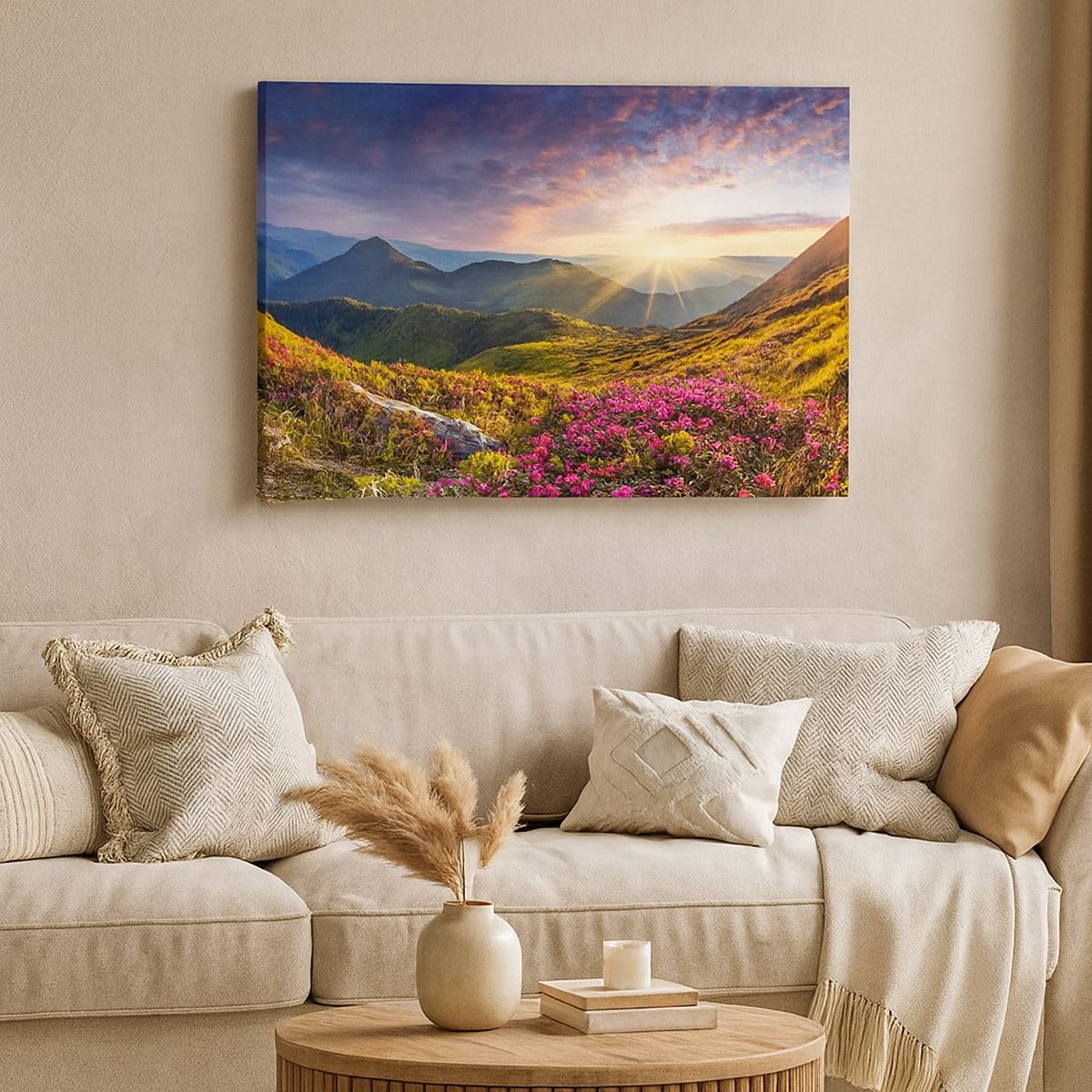 ARTTOR Bilder auf Leinwand 120x80cm Wandbild Landschaften Natur - 3152 | Gebirge Wiese Landschaft Groß XXL Wanddekoration Wohnzimmer Schlafzimmer Wanddeko Wand Kunstdruck Wandkunst Wall Decor ARTTOR