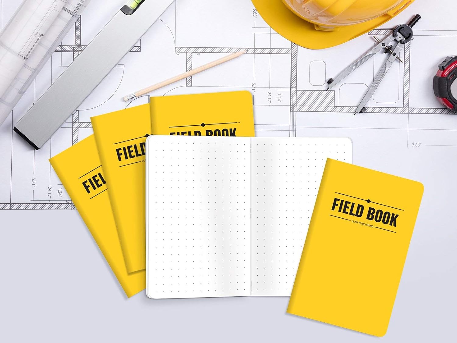 Elan Publishing Company Field Notebook / Pocket Journal - 3.5"x5.5" - Yellow - Dot Graph Memo Book - Pack of 5