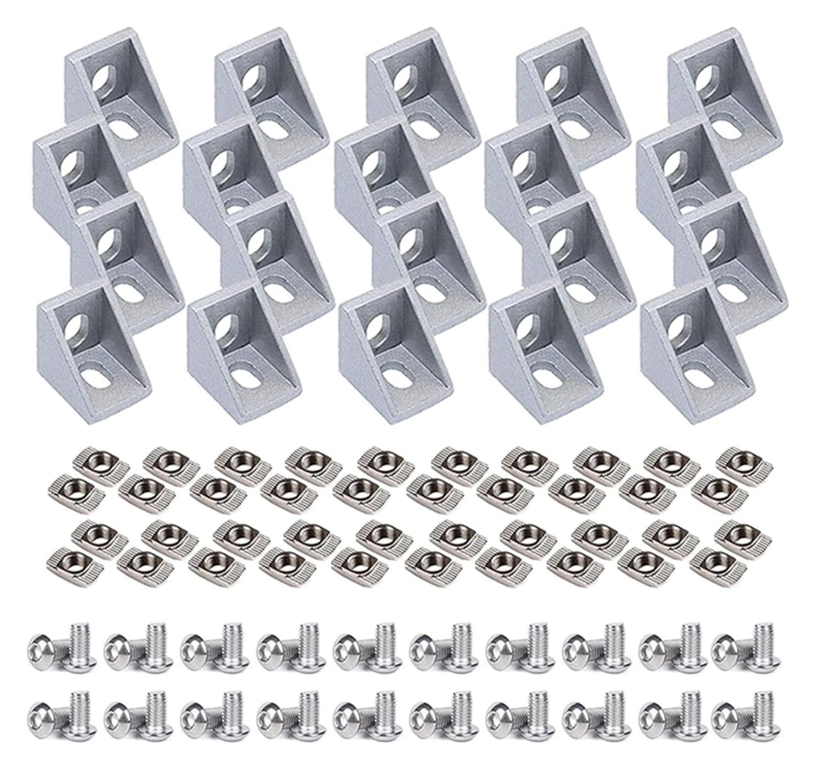 Connecteurs de profilés en aluminium, 20 pièces(Silver)