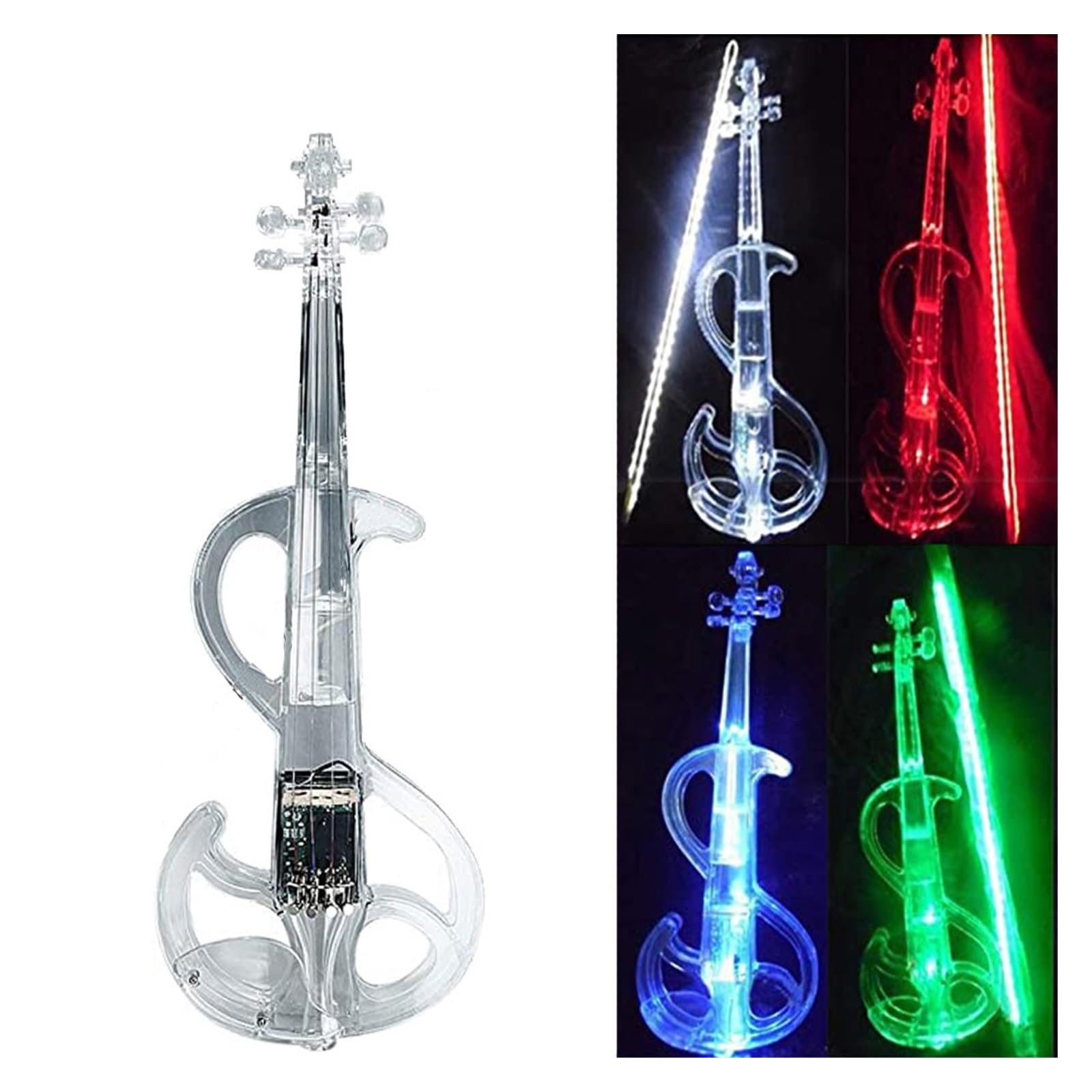 Violino Elettronico Luminoso Con Custodia Per Archetto 4/4 Strumento Musicale Violino(Green)