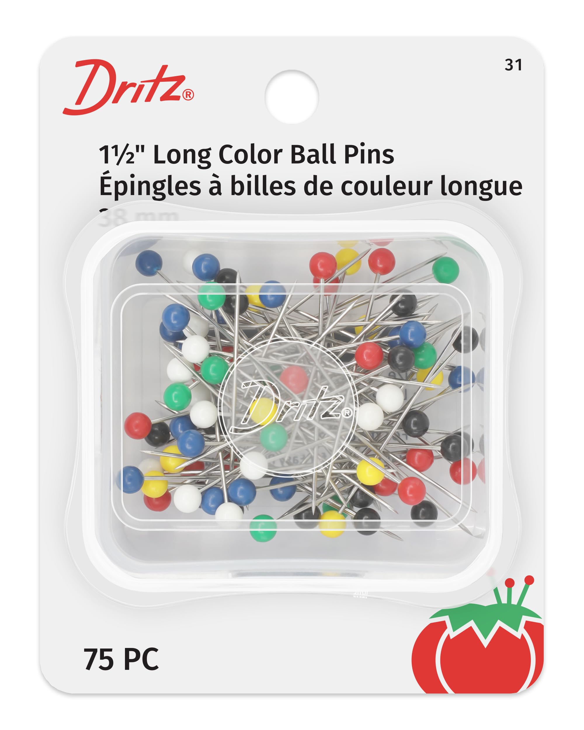 Dritz Assorted Straight Pins, Stainless Steel, 1-1/2-Inch