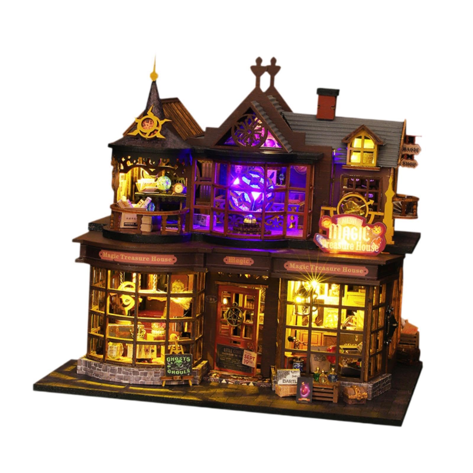 Kits de Bricolaje para Casas de Muñecas, Accesorios de Madera para Casas de Muñecas con Luces, Juguete Educativo
