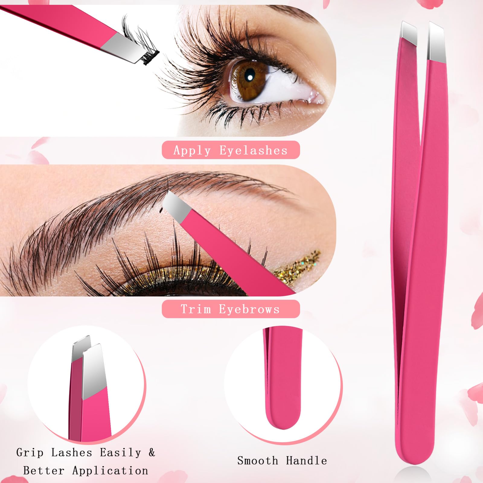 Wimpern-Applikator-Werkzeug-Set, Wimpernpinzette für individuelle Wimpernbügel, Anwendung und Entfernung, gerade und gebogene Wimpernverlängerungspinzette mit Aufbewahrungsbox und Augenbürste,