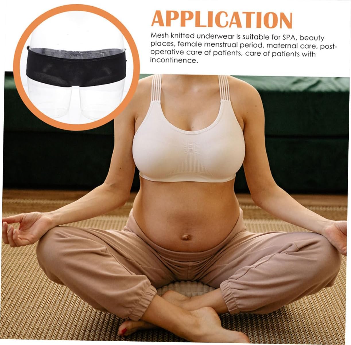 1set Stretch Mesh Pants for Women Leakproof Underwear for Pregnant Nursing Comfortable Breathable Black
